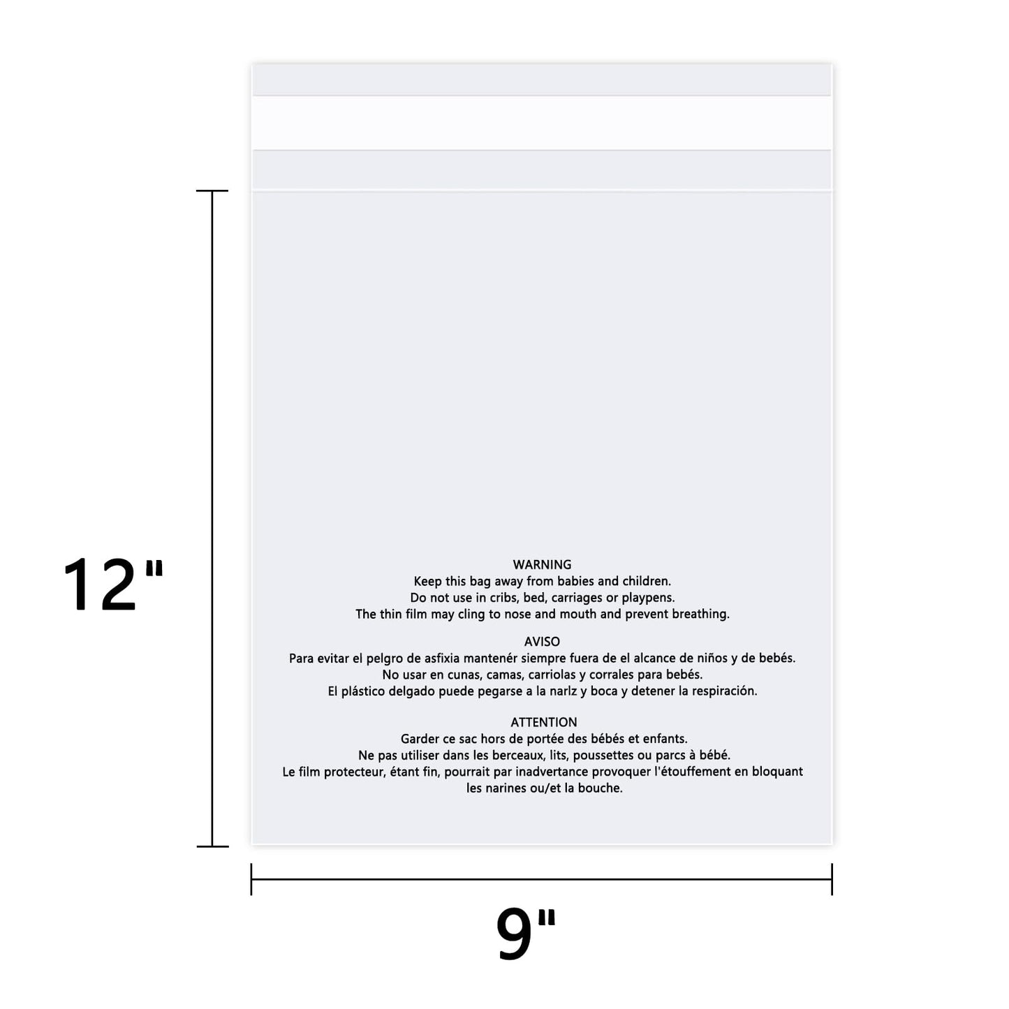 WEPOLY - 9" x 12" (1000 Count) - Clear Poly Bags with Suffocation Warning Self Seal for Packaging, Shirts, Clothing & FBA - Permanent Adhesive