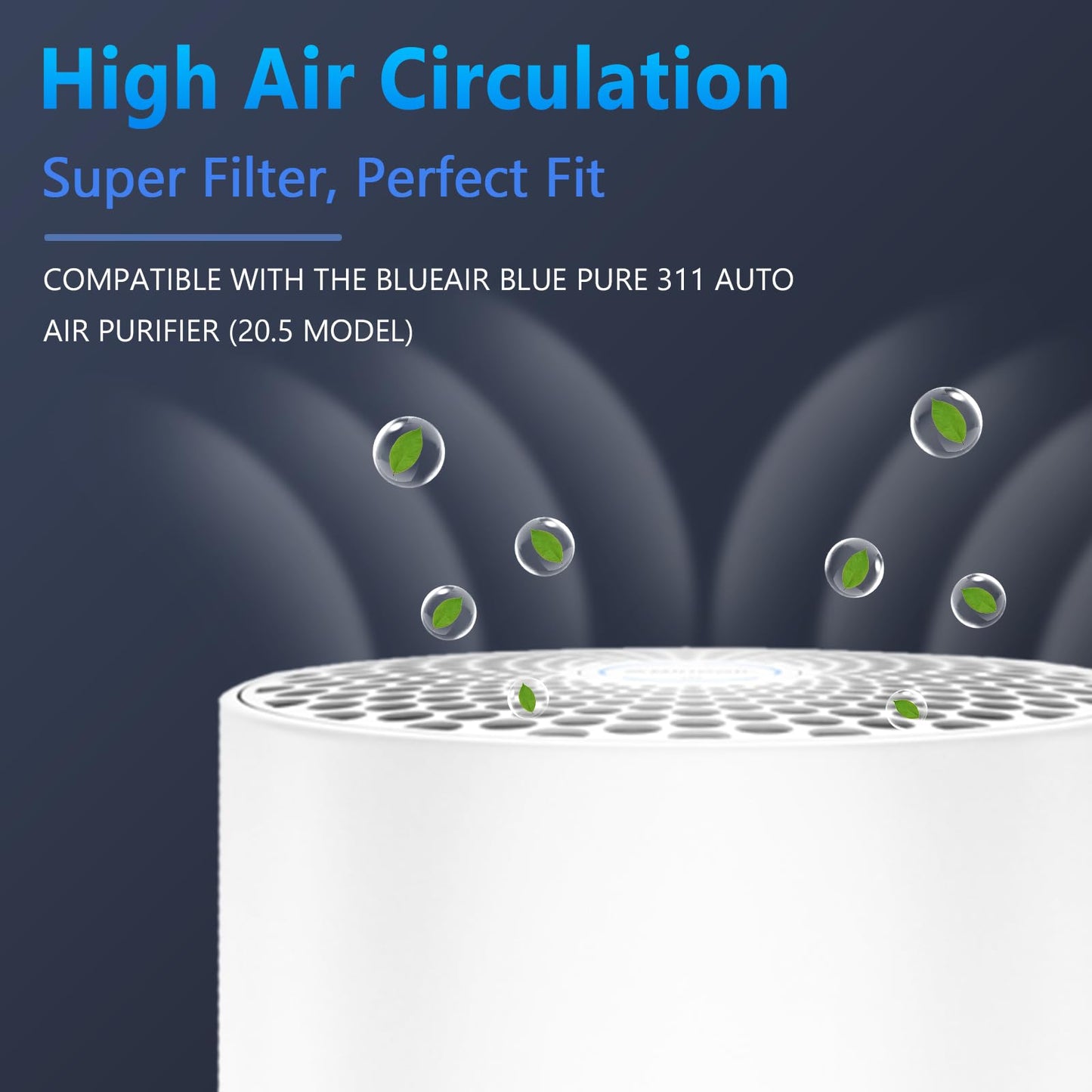 3 Pack Blue Pure 311 Auto Replacement Filter Compatible with Blueair Blue Pure 311 Auto Air Purifier, 2-in-1 H13 Grade Ture HEPA High-Efficiency Activated Carbon Filter