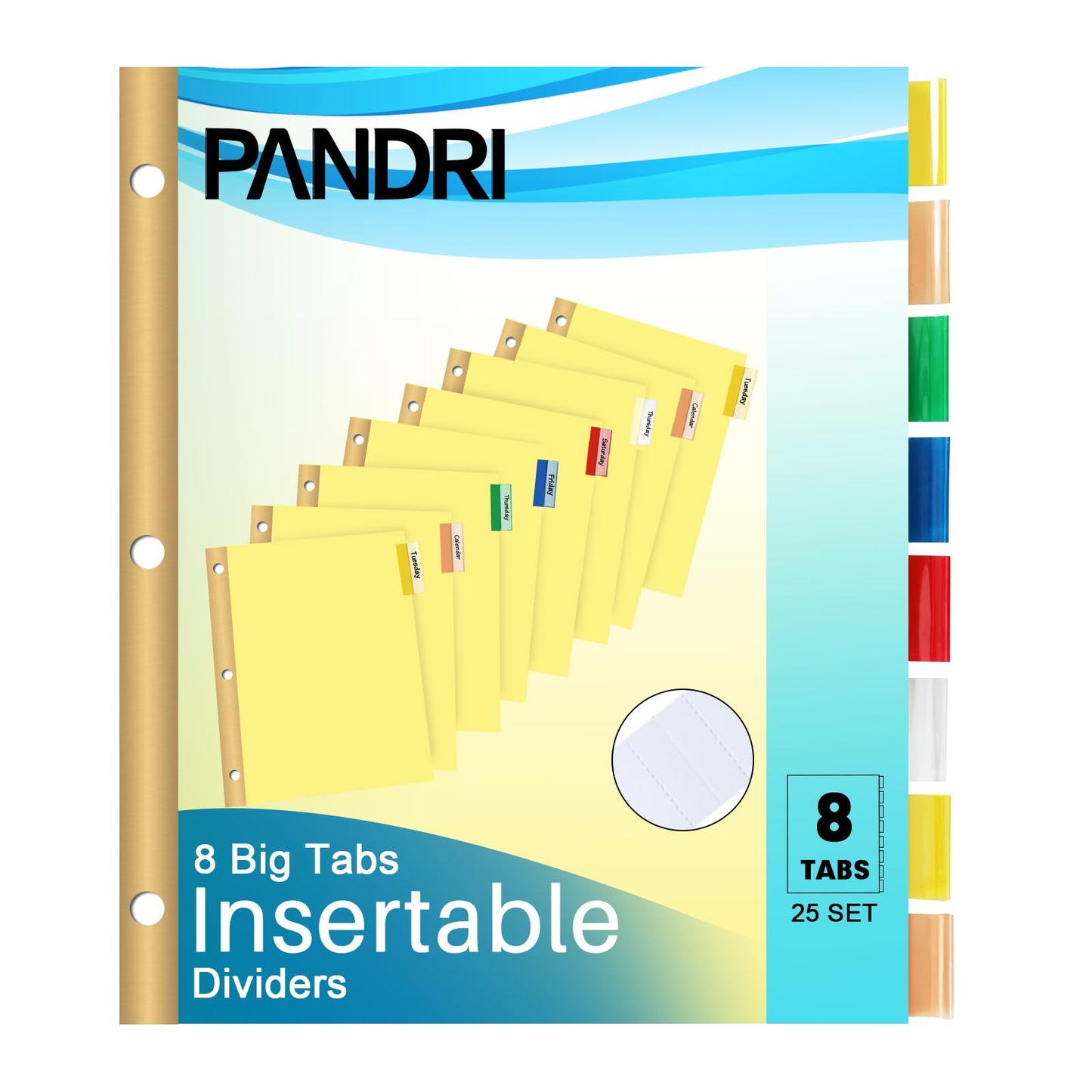 Binder Divider, PANDRI 200 Pack Binder Index Dividers with 8 Tabs and Sticky Notes, Letter Size Paper Binder Divider for School Office Home Business