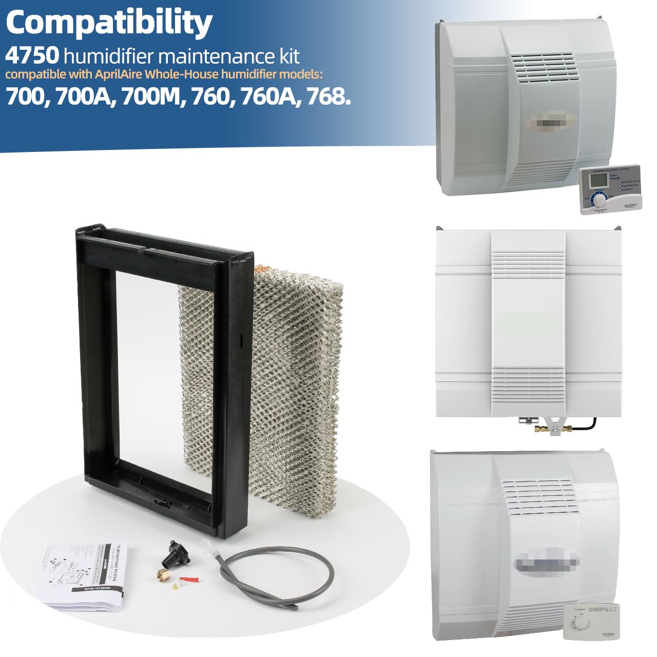 Sconva 4750 Humidifier Maintenance Kit with Model No. 35 Water Panel Humidifier Pad Compatible with AprilAire Whole-House Humidifier 700, 700A, 700M, 760, 760A, 768 Humidifier Parts & Accessories