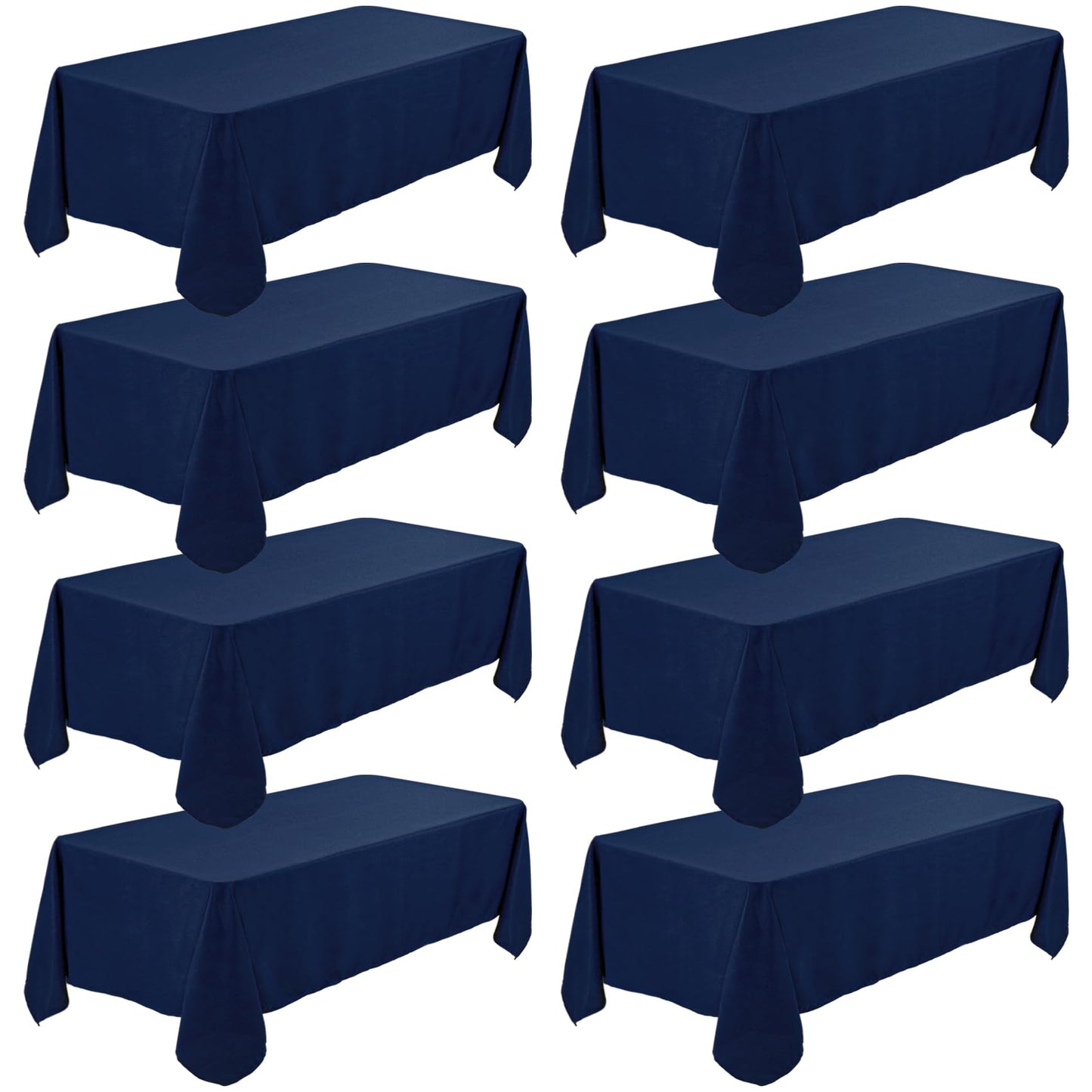 Fivenl 8 Pack Navy Blue Tablecloth 70 x 120 Inch, Premium Rectangle Table Clothes for 6 or 8 Foot Rectangle Table, Washable Polyester Fabric Table Covers for Wedding Party Reception Banquet Buffet