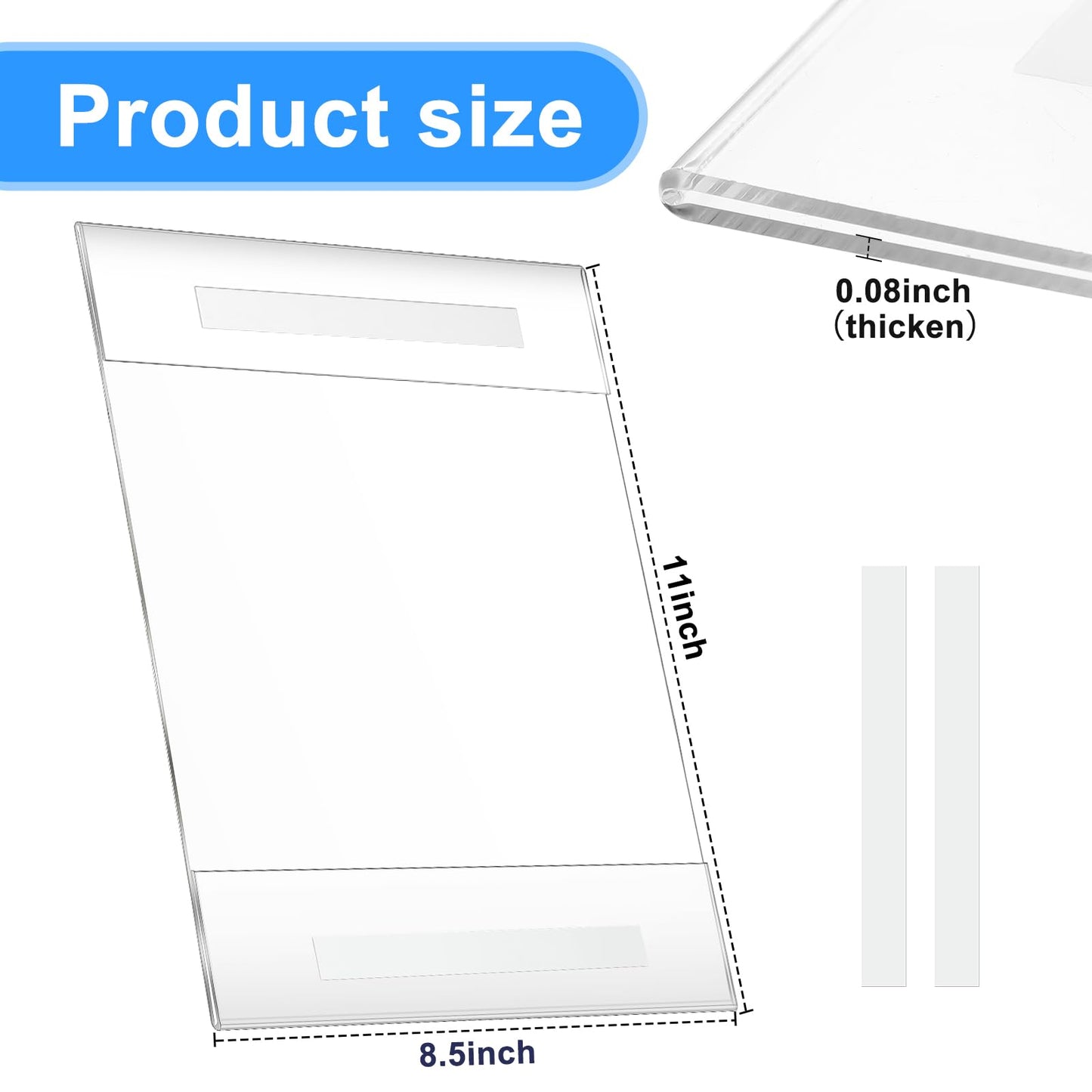 Kigley 30 Packs Wall Mount Acrylic Sign Holder with Tape Clear Acrylic Sign Holder Wall Signage Document Door Signage Paper Rack Menu Rack Poster for Office Store Restaurant No Drilling(8.5 x 11 In)