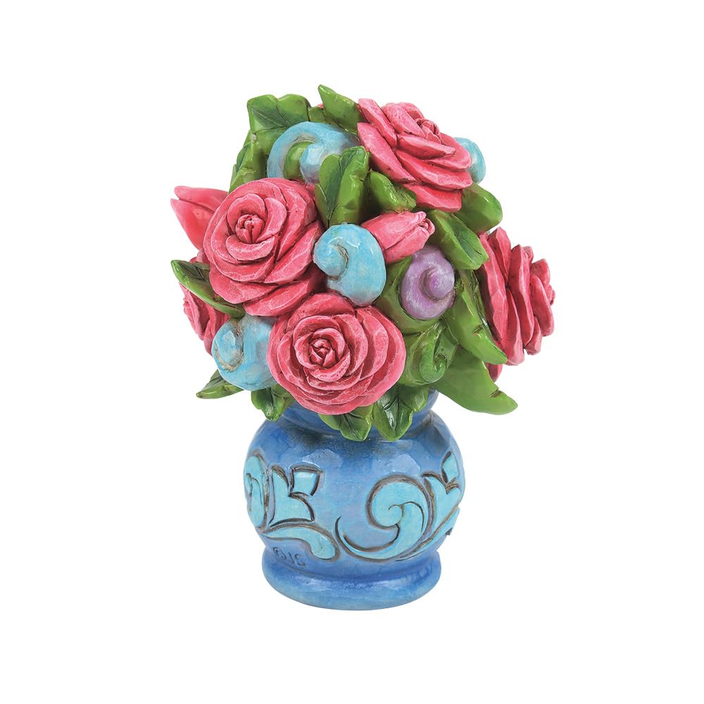 Enesco Jim Shore Heartwood Creek Bouquet of Flowers Miniature Figurine- Stone Resin Hand Crafted Collectible Mini Figurines Home Decor Statue, 3.75 Inch