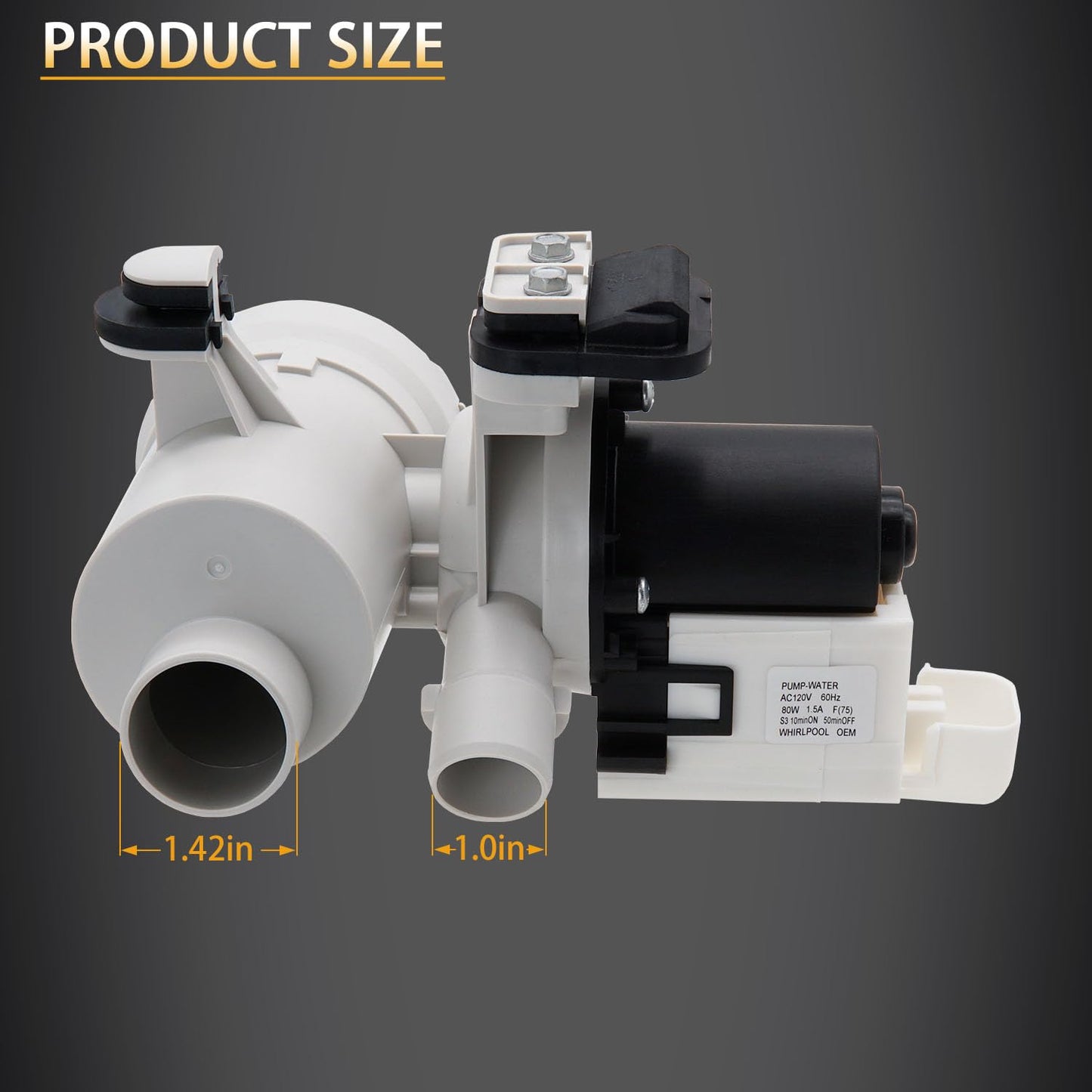Siwdoy WFW9050XW00 Drain Pump Compatible With Whirlpool Duet WFW9150WW00 WFW9151YW00 WFW9250WW01 WFW8300SW04 WFW8300SW02 WFW9200SQA12 WFW8300SW00