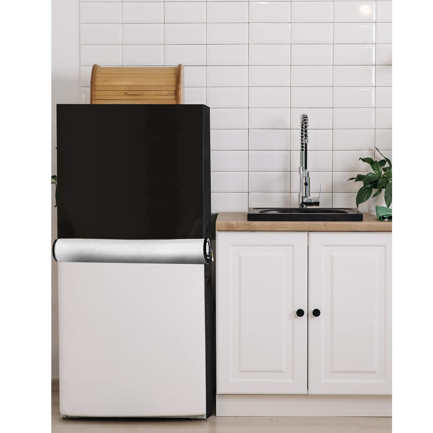 YZNKLXF Outdoor Refrigerator Cover 36''W x 30''D x 72''H,Suitable for Upright Freezers/Beverage Refrigerator, 600D Oxford Washable, Reusable, Front can be opened, Black