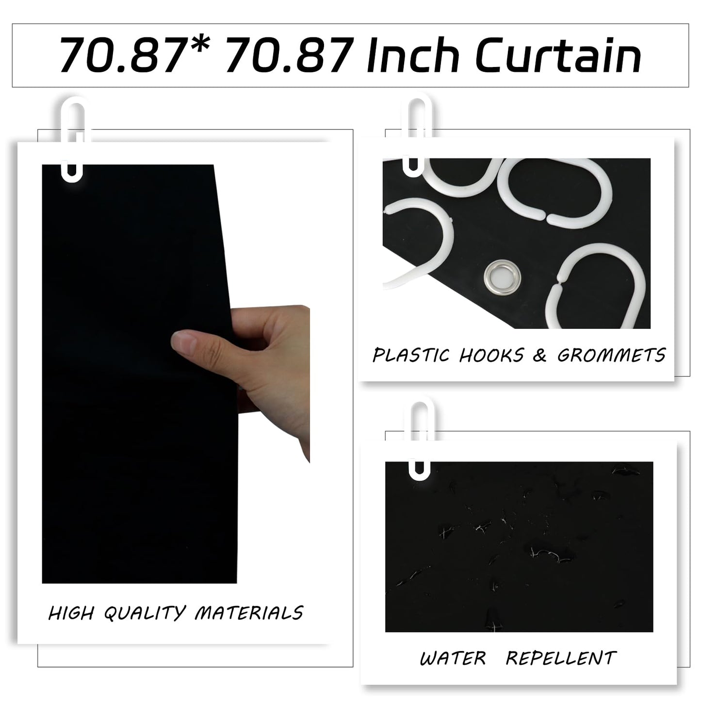 Black Bathroom Accessories Set, 9-Piece Bathroom Accessory Sets Complete with Trash Can, Shower Curtain, Vanity Tray, Soap Dispenser, Soap Dish, Toothbrush Holder, Toothbrush Cup and Toilet Brush