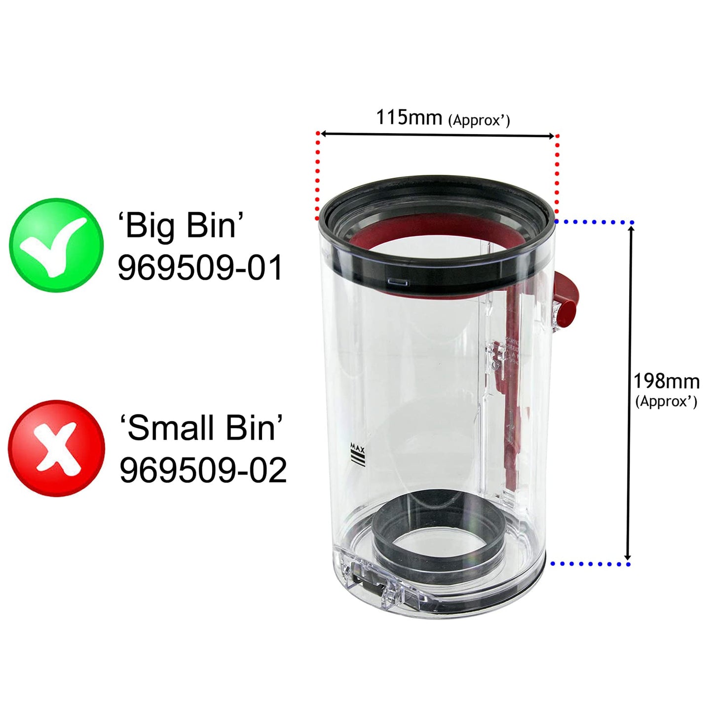 Dyson Big Bin Dust Dirt Container V10 SV12 SV27 Vacuum Cleaner 969509-01
