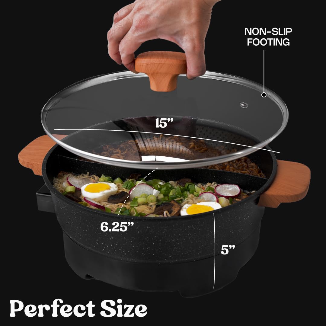 Hot Pot Electric - Portable Electric Hot Pot Cooker - Hot Pot Electric with Divider - Chinese Hot Pot, Shabu Shabu Hot Pot - Versatile Hot Pot Cookware - Hot Pot by Rolka