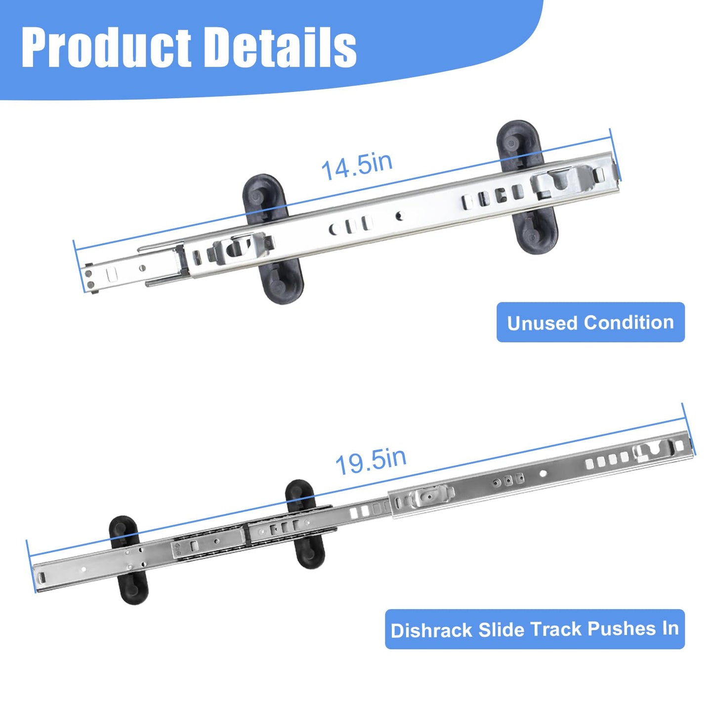 W11259786 Dishwasher Upper Dishrack Replacement for Whirlpool Dishwasher Rail Track Repalace Fits WPW10546503 Dishwasher Upper Rack Track W11259786 (Right Slide)