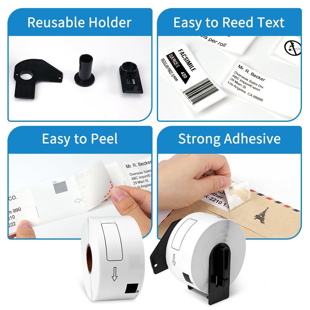 Replace for Brother DK-1208 Die-Cut Large Address Paper Labels, 1.4 in x 3.5 in, 400 per Roll/ 4000 Labels for QL-800 ql-820nwb Printer, 10 Rolls + 1 Frame
