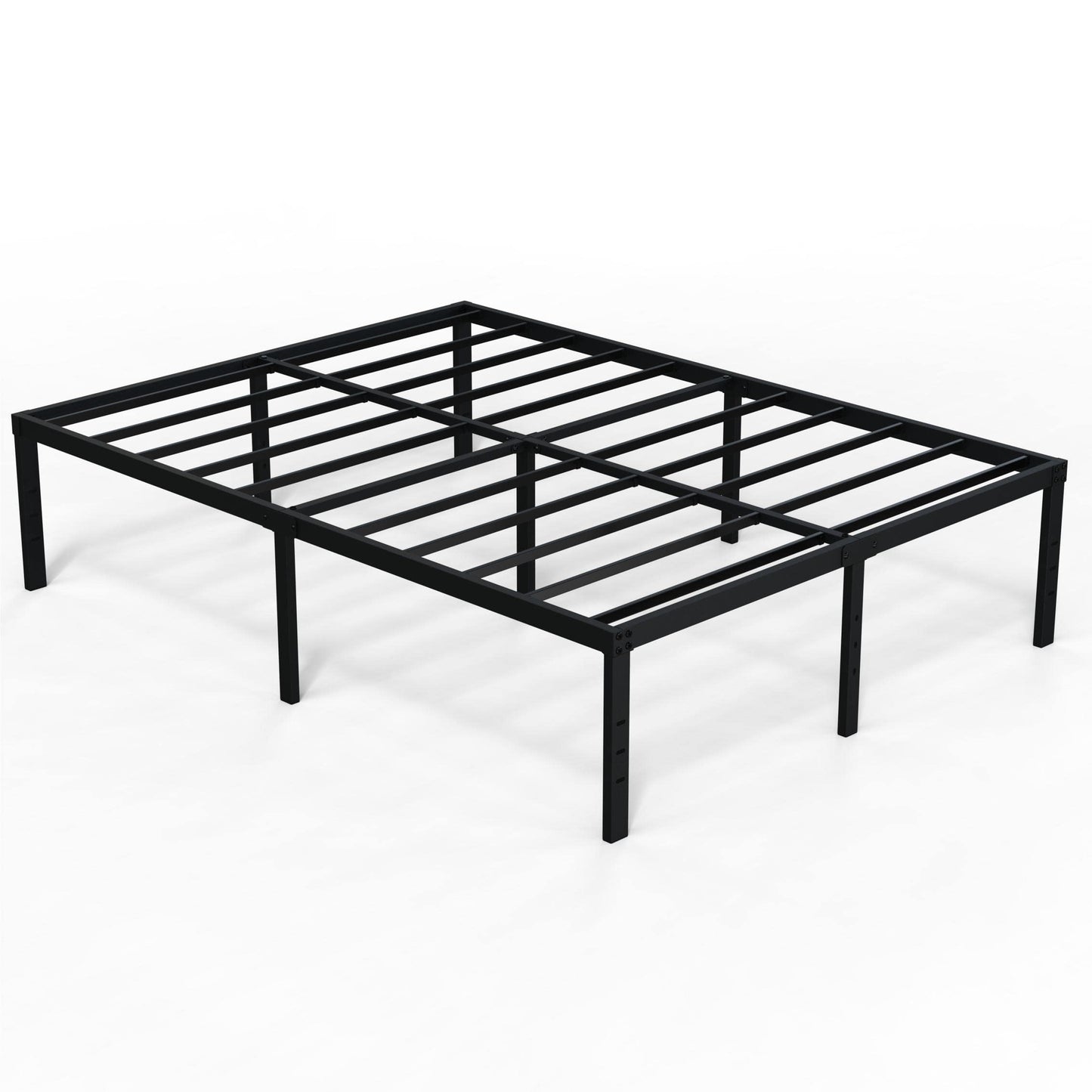 EMODA Queen Bed Frame No Box Spring Needed 18 Inch Heavy Duty Metal Tall Platform Bed Frame Queen Size with Large Storage Space, Easy Assembly, Black