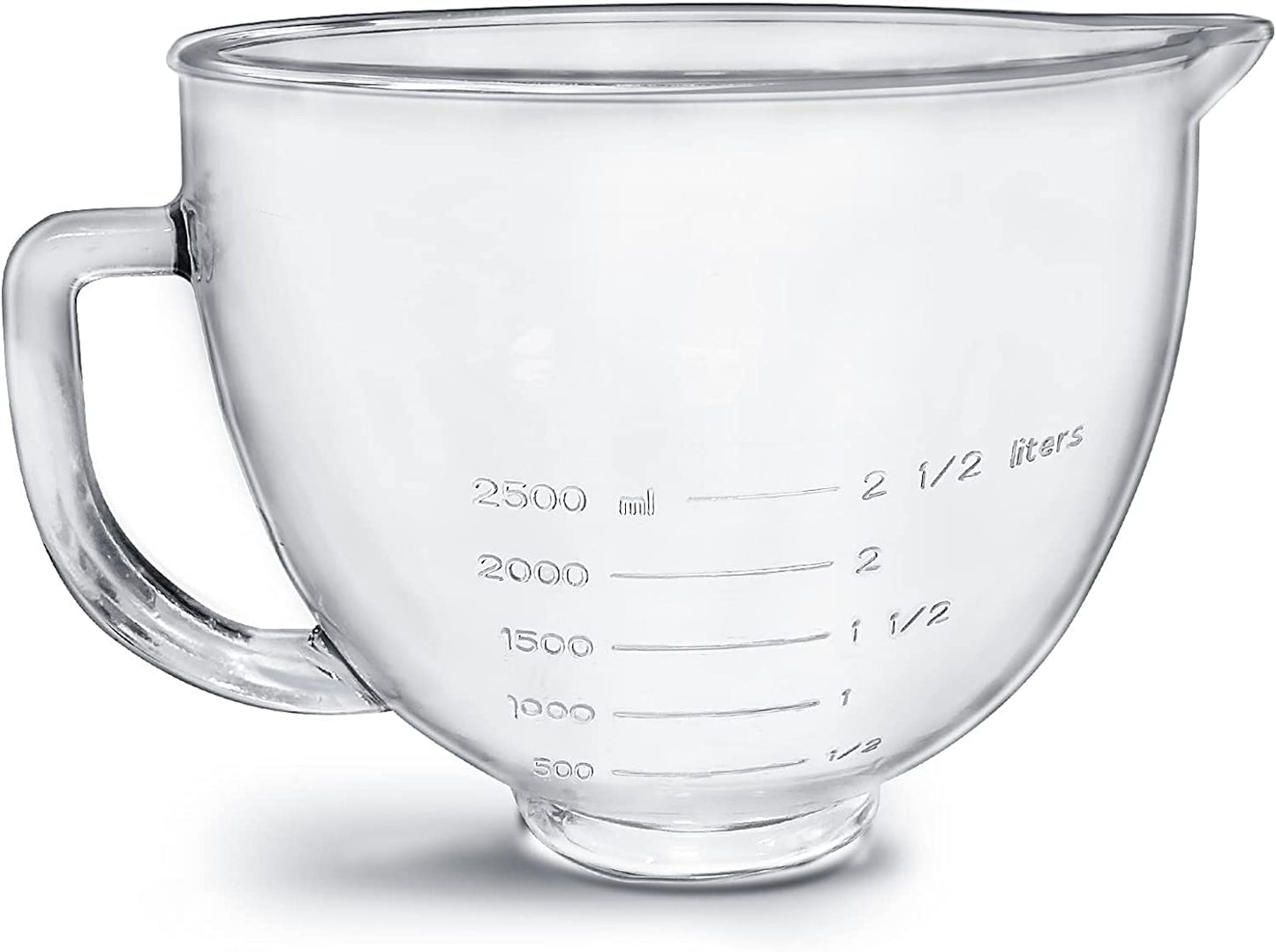 Kltchonald Tilt-Head Stand Mixer Glass Bowl, 5 QT,Compatible with Kitchenaid Artisan 5KSM125, 5KSM150, 5KSM175, 5KSM7580, KSM150, RRK150,K45, K45SS, KSM75, KSM90, KSM95,Classic without Lid