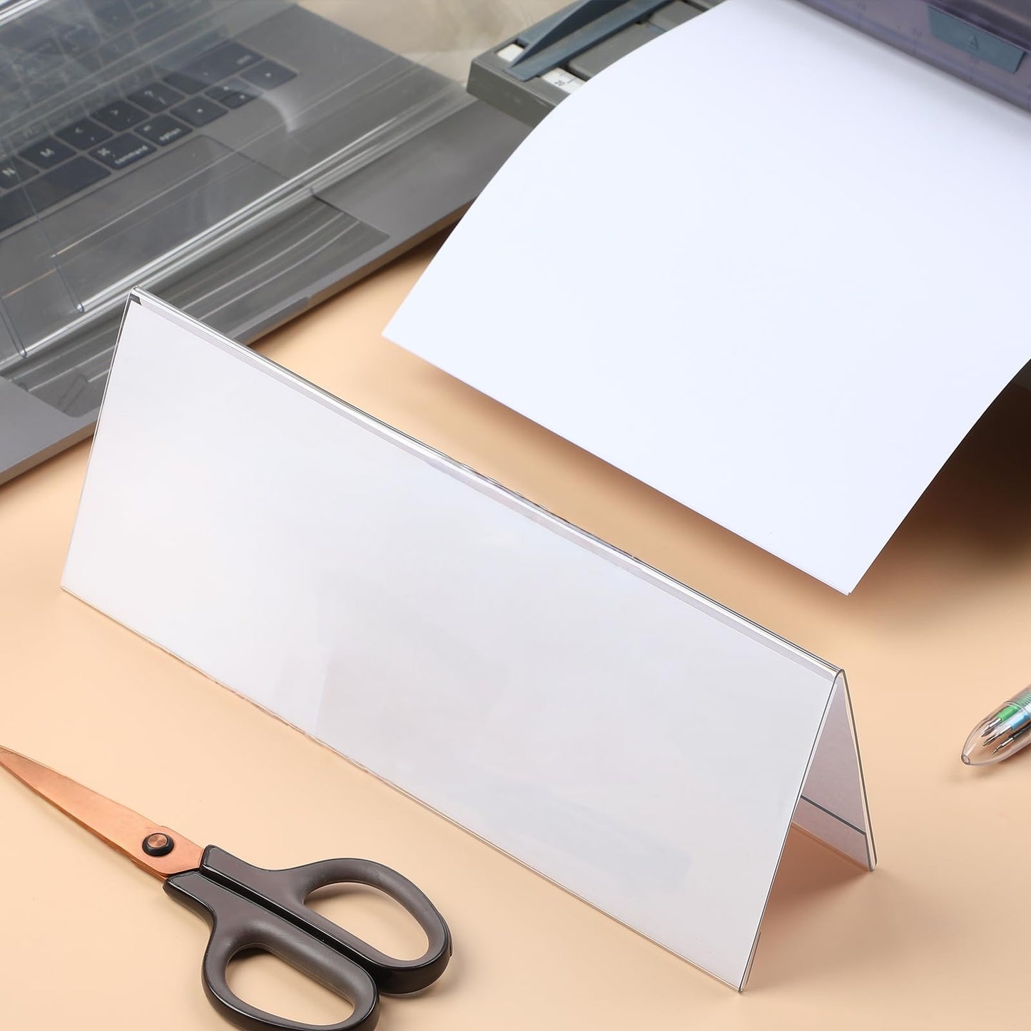 Vicenpal 30 Pieces Clear Plastic Name Tent Holders 11" x 4.25" Acrylic Name Plate for Desk PVC Card Tent Holder Desk Sign Frame for Table Office Business Conference Meeting Room School Display Stand