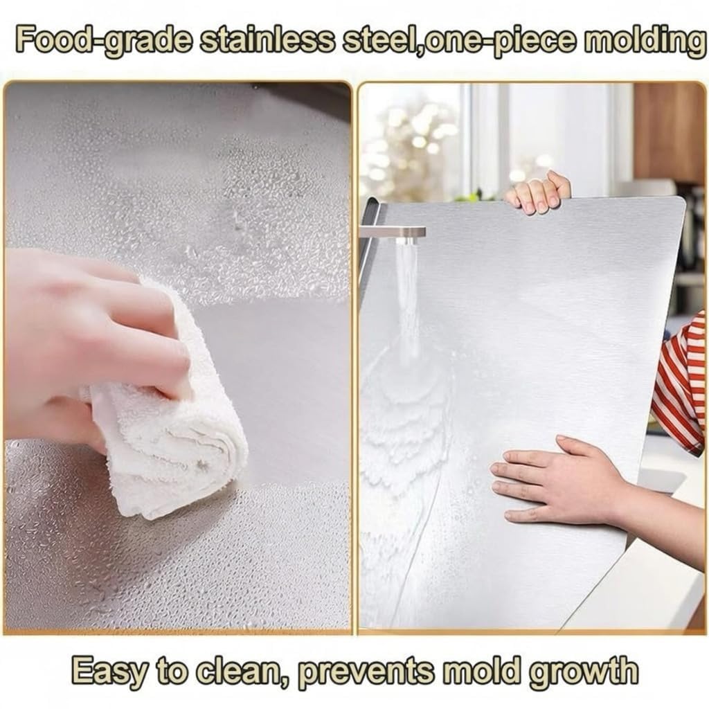Stainless Steel Cutting Boards for Kitchen, Lipped stainless steel cutting board. Large cutting board suitable for meat, fruits, vegetables, bread, and baking (50 x 40cm / 19.68"L x 15.74"W)