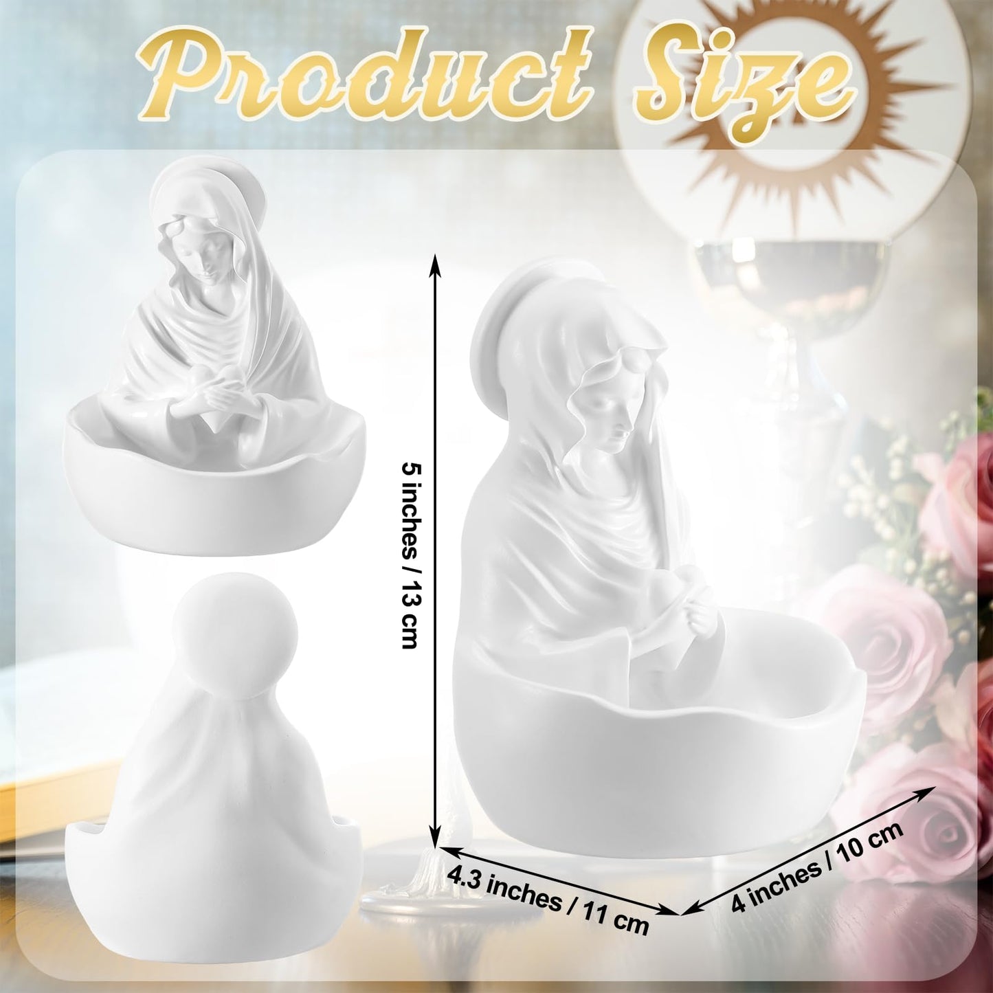 Lineshading Our Lady of Grace Statue Virgin Mary Keepsake Rosary Holder, 5" Blessed Mother Statues, Resin Relic, Catholic Gifts for Women Religious Home Decor
