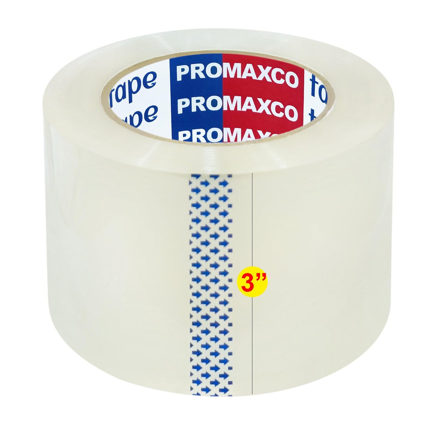 PROMAXCO 3" Heavy Duty Packing Tape, 24 Rolls, Clear, 3" Core, Total 1320Y, Clear, 2.2 mil, 3 inch x 55 Yards, Refill for Packaging and Shipping(3" Width, not 2" Width)