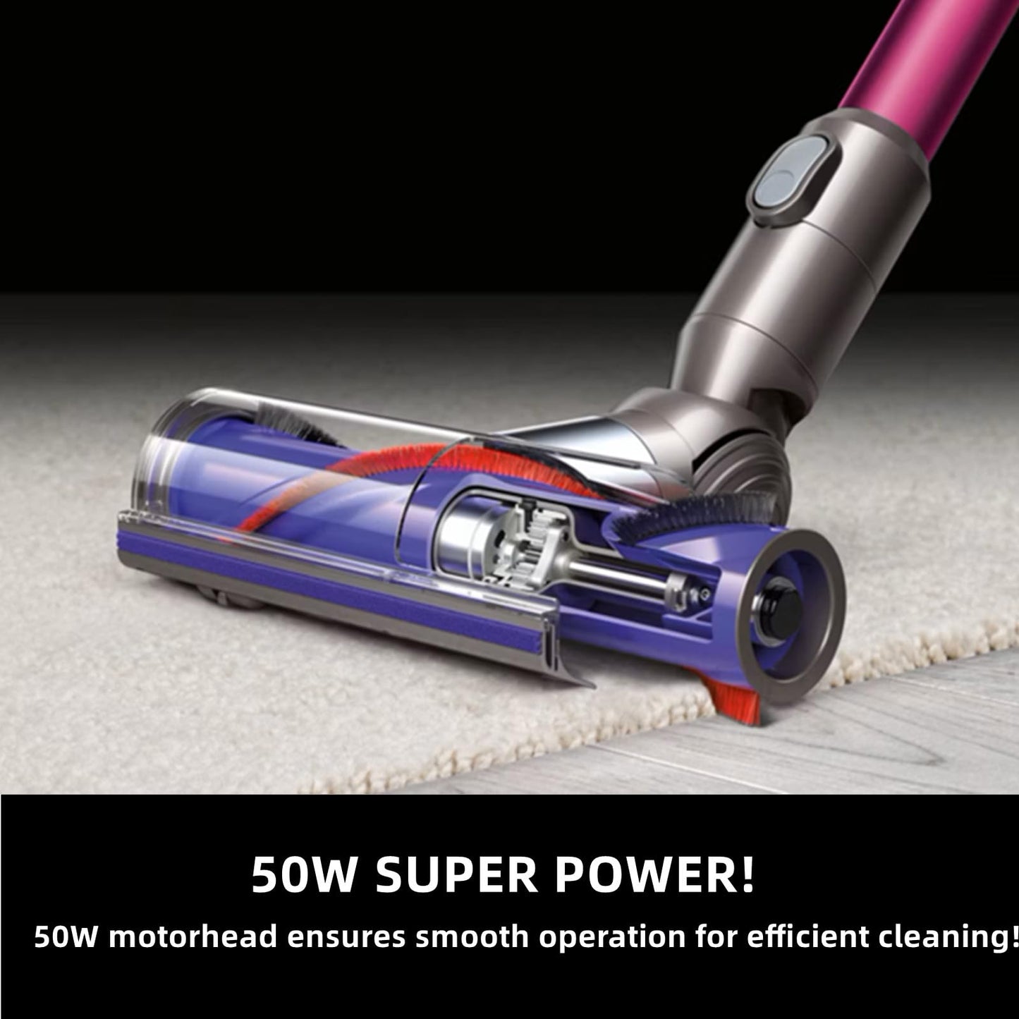 JEDELEOS Quick-Release Motorhead Cleaner for Dyson V6 DC58 DC59 DC62 DC72 DC74 SV04 SV06 SV09 Vacuum Animal Absolute Models Electric Head Roller Brush for Hardwood Floor Carpets