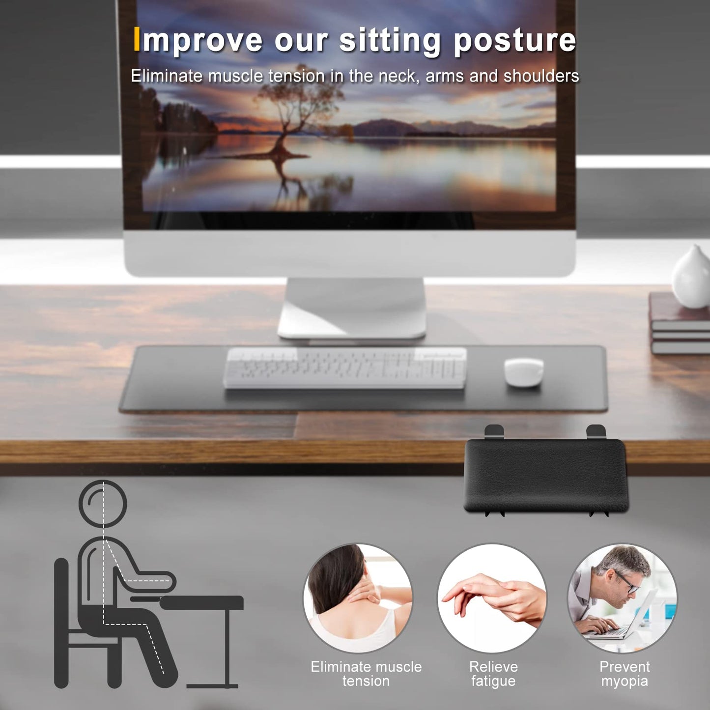 Giecy arm Rest for Desk Adjustable Arm Rest Support for arm Support for Computer Desk Ergonomic Desk Extender Rotating Mouse Pad Holder for Table Office Chair Desk