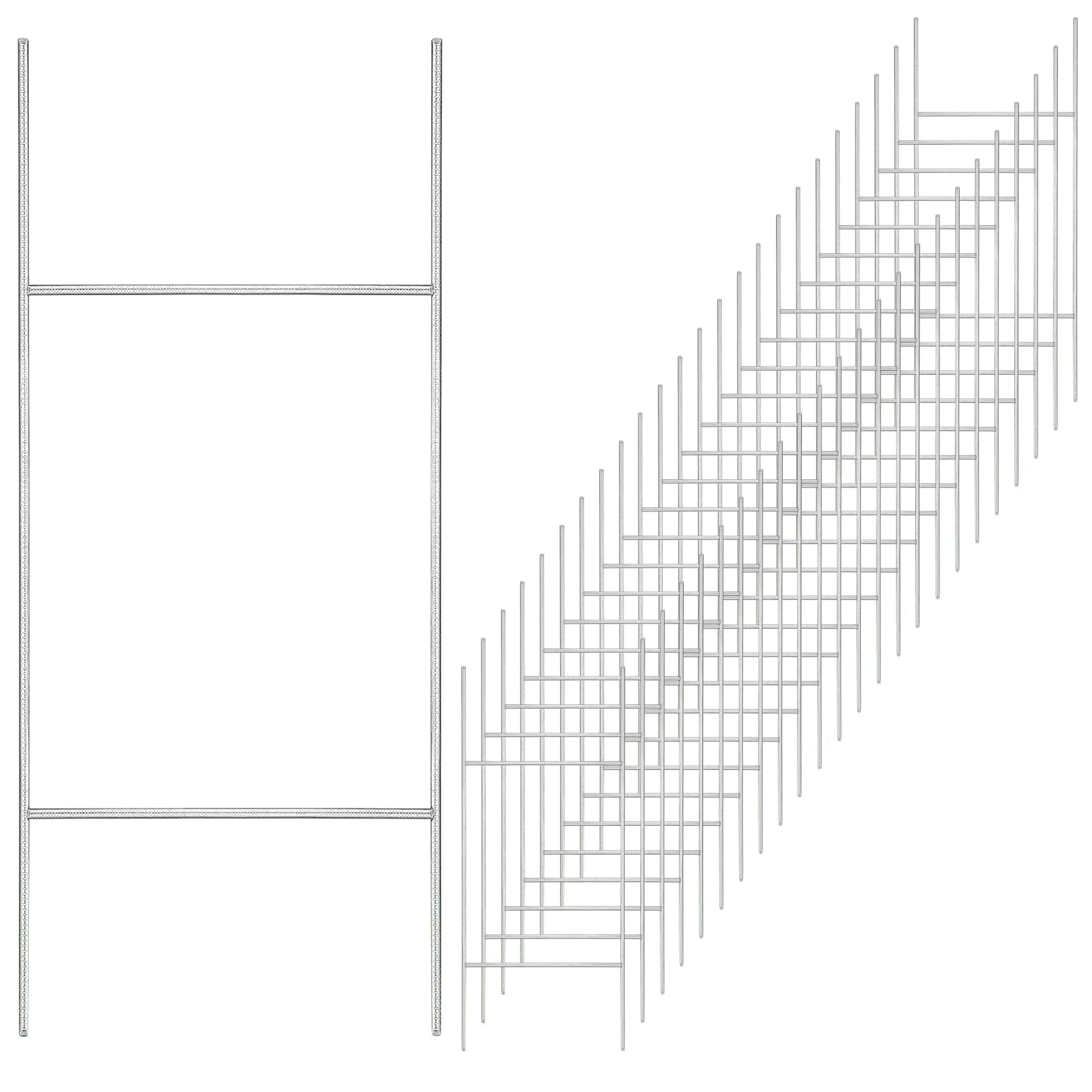 25 Pack Heavy Duty Metal H Frame Wire H Long Stakes, 30'' x 10'' Yard Sign Stake for 4mm Corrugated Signs