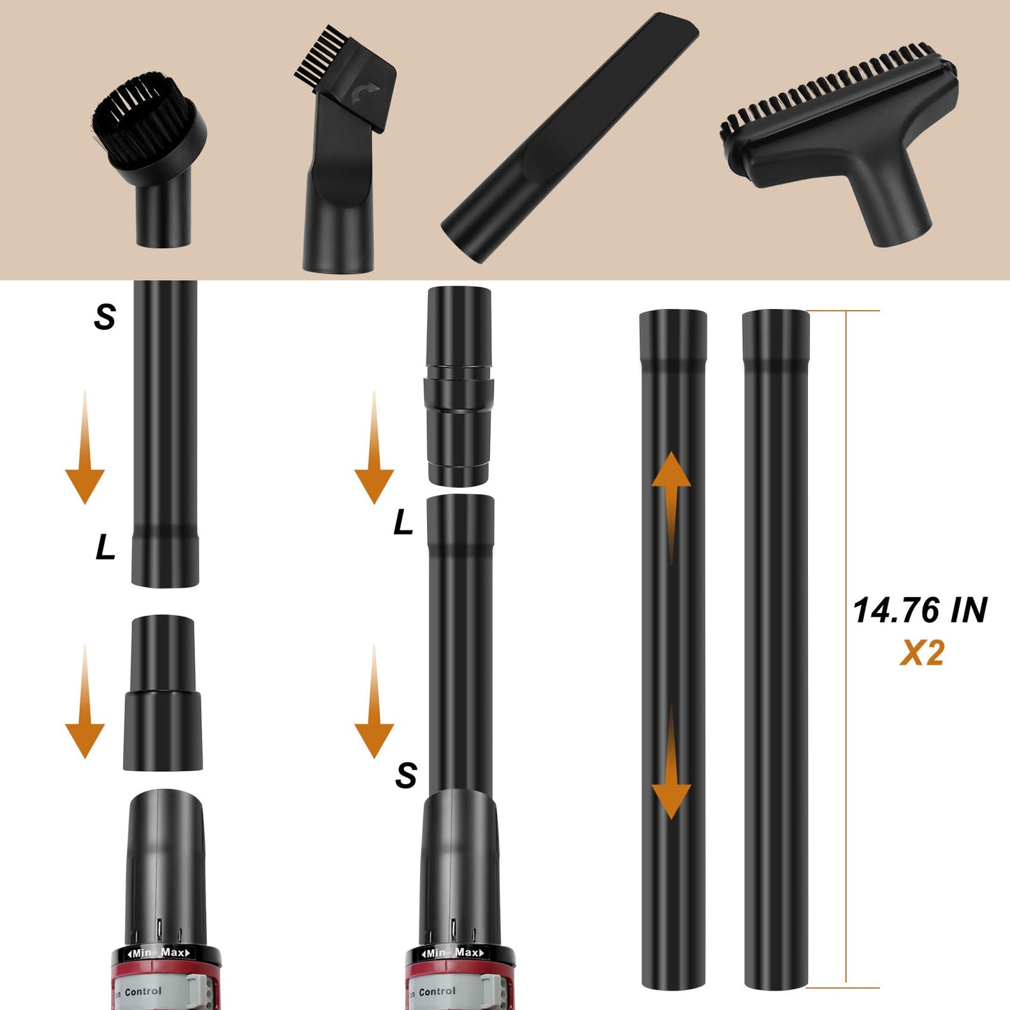 ZU561 Replacement Hose Handle, Crevice Tool, Vacuum Hose Adapters Compatible with Shark Navigator Rotator Lift-Away Upright Vacuum Models ZU561, ZU560, ZU562, UV725
