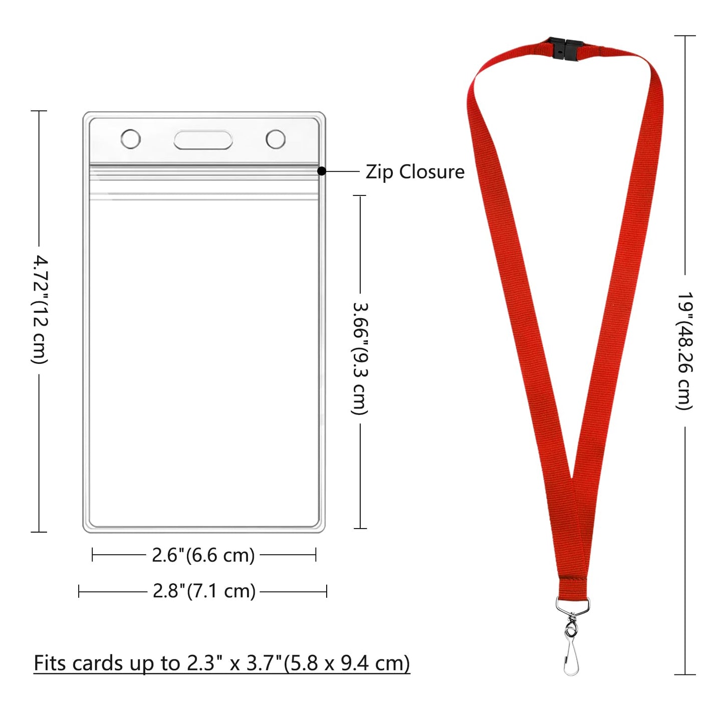 48-Pack Red Breakaway Lanyards with Waterproof Badge Holders, Polyester Neck Straps for ID Cards, Events, Office, and Schools