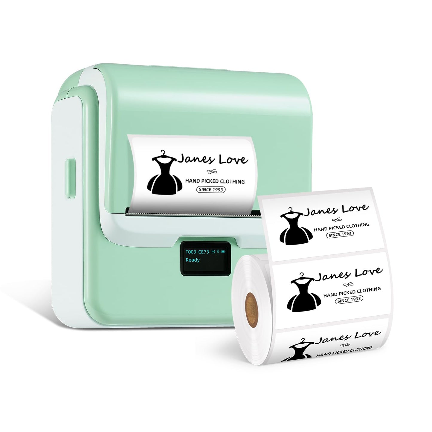 ORGSTA Label Maker with Tape, T003 Thermal Label Maker, 3.15 Inch Bluetooth Label Printer Compatible with Phone & PC, Sticker Printer Barcode Thermal Maker for Small Business, Home, School