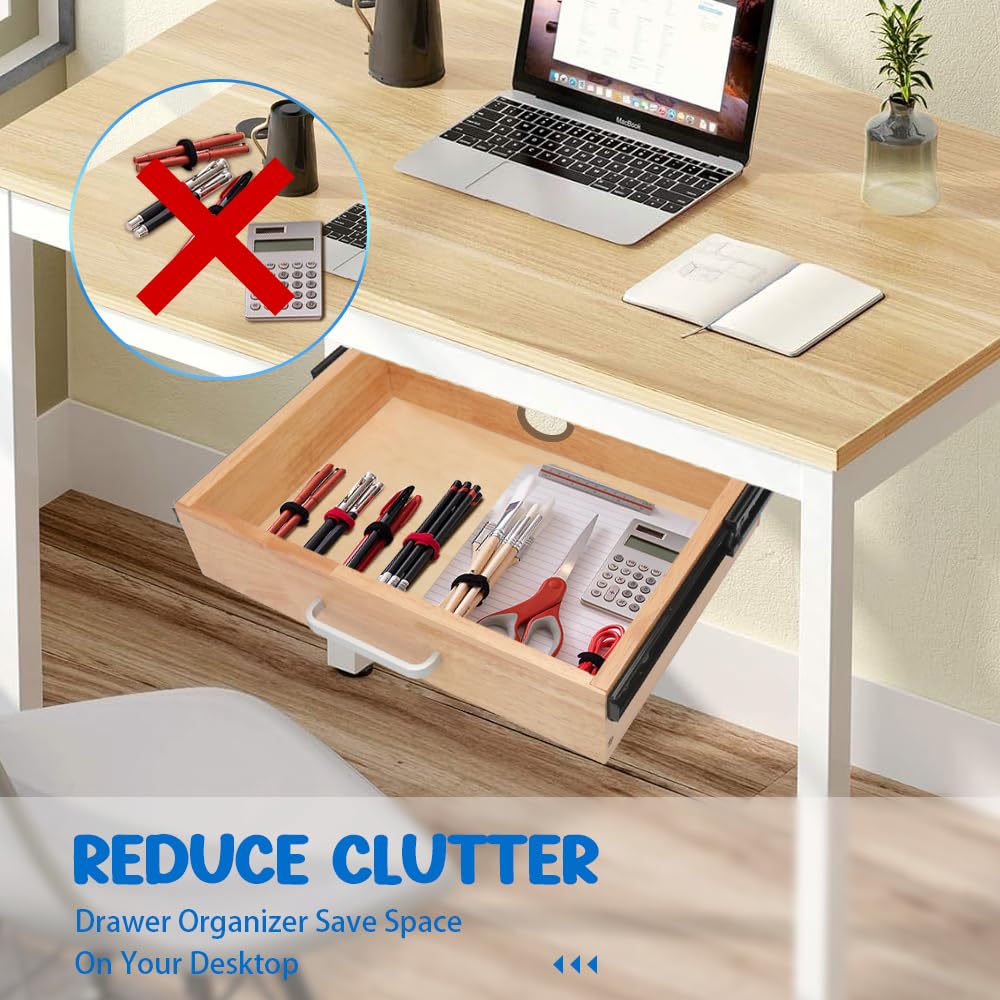 Under Desk Drawer Storage Organizer - Wooden Mounted Sliding Pull-out Drawer, Hidden Desktop Organizer for Office