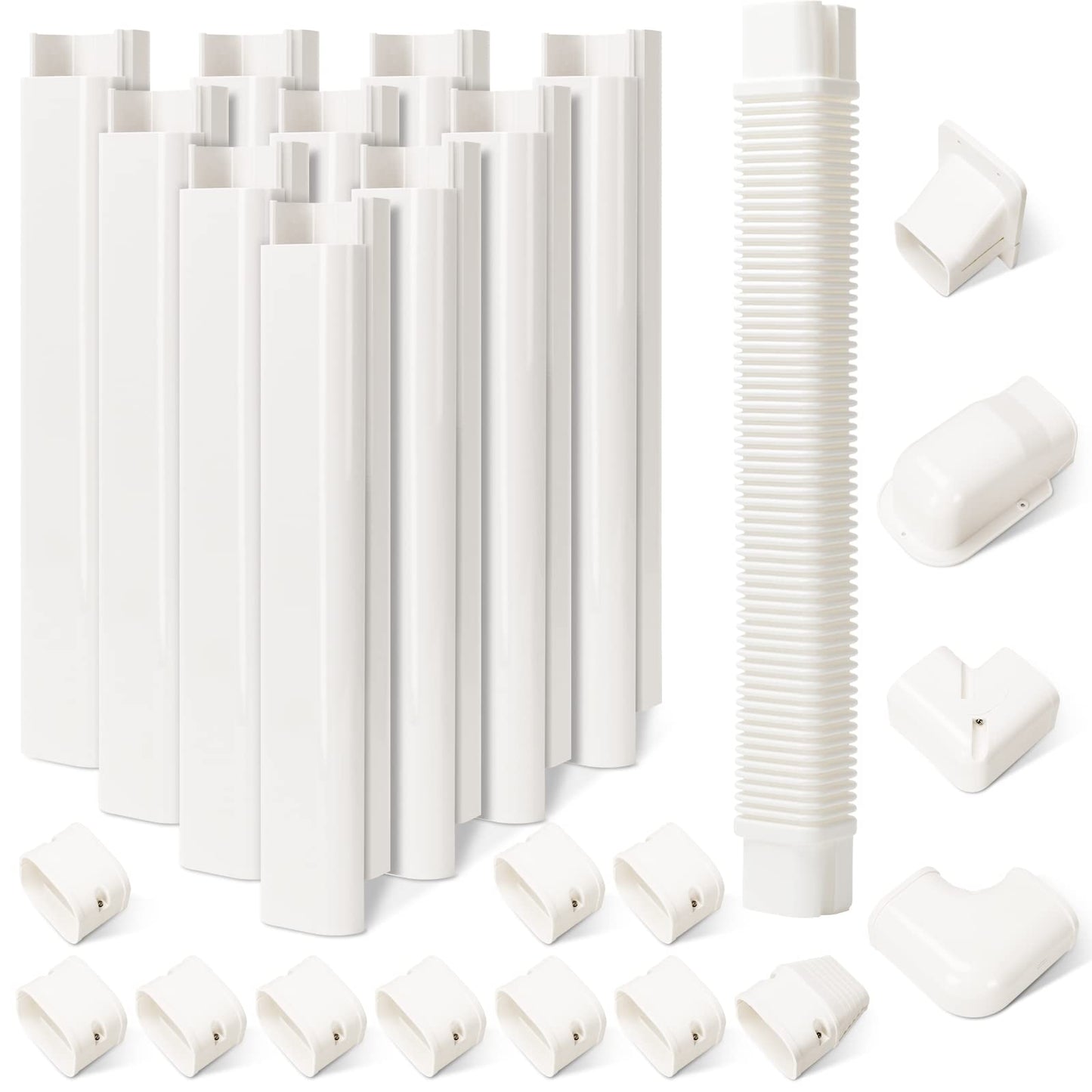 HOXHA 3" W 16.1Ft L Line Set Cover Kit for Mini Split Air Conditioners Decorative PVC Slim Line Cover for Central AC & Heat Pumps Systems Tubing Cover