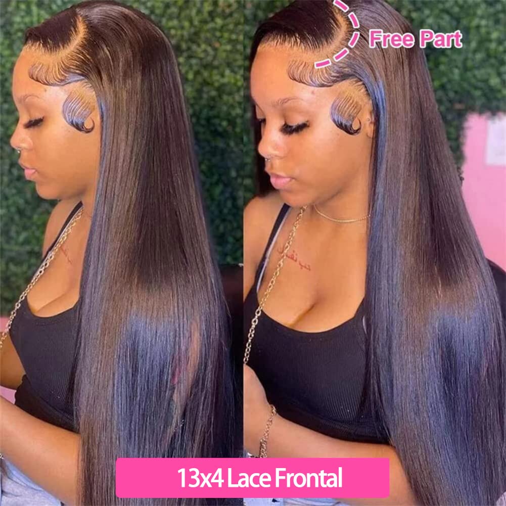 13x4 HD Lace Frontal Closure 20 Inch Straight Lace Frontal Human Hair 100% Unprocessed Brazilian Virgin Hair Ear to Ear Swiss HD Transparent Lace Closure Only Pre Plucked 1B Black