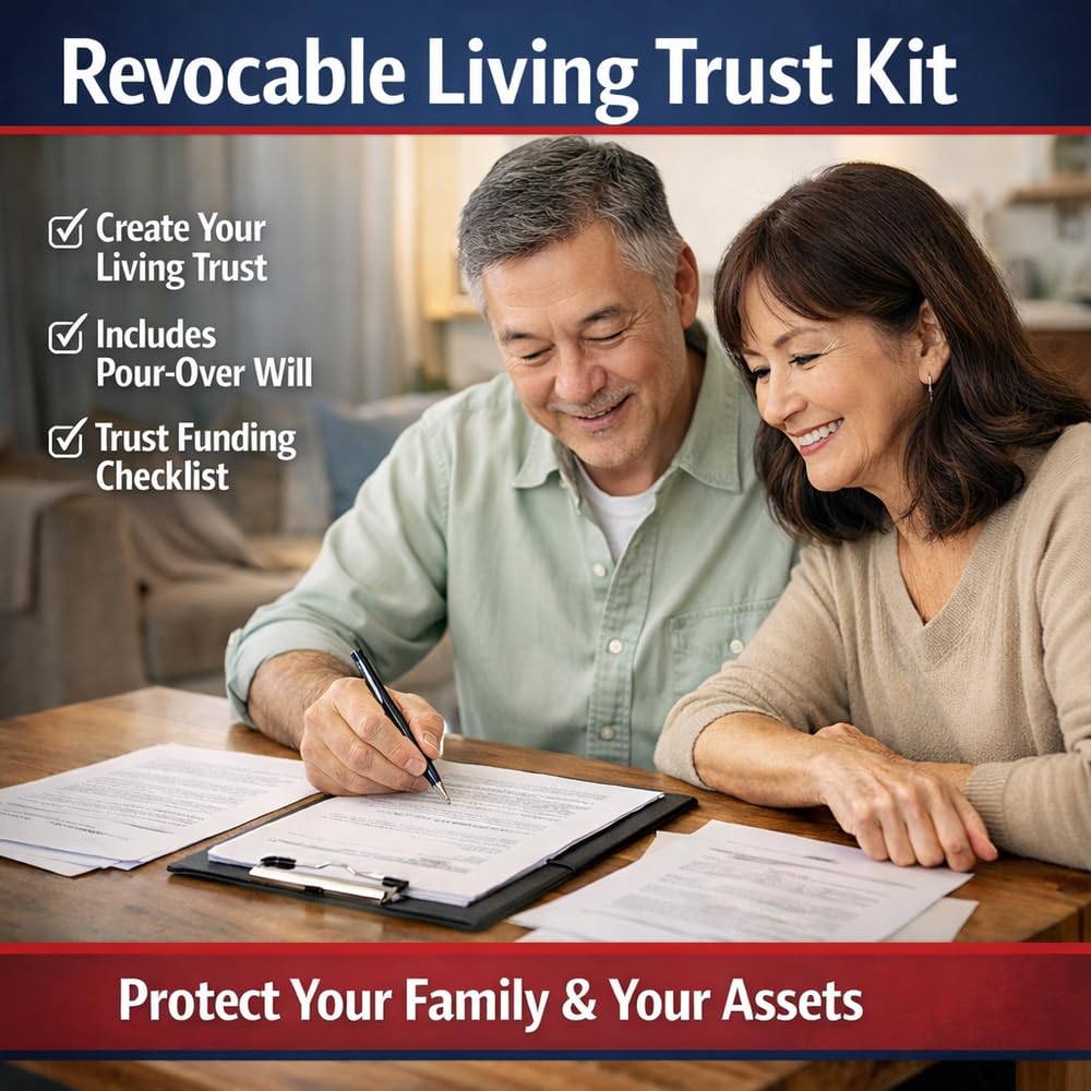 Revocable Living Trust Kit – Revocable Living Trust + Pour-Over Will + Trust Funding Checklist – Attorney-Drafted Templates with Instructions