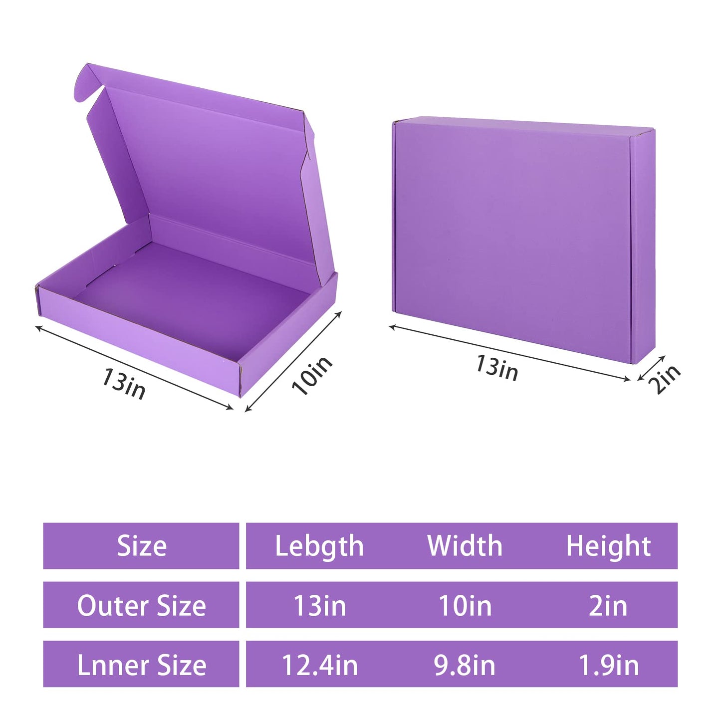 AIYUNNI 25 Pack Small Shipping Boxes Purple Corrugated Cardboard Box 13x10x2 inches，Corrugated Box for Packaging Small Business,Mailing Packing Literature Mailer,Shipping Gift Boxes