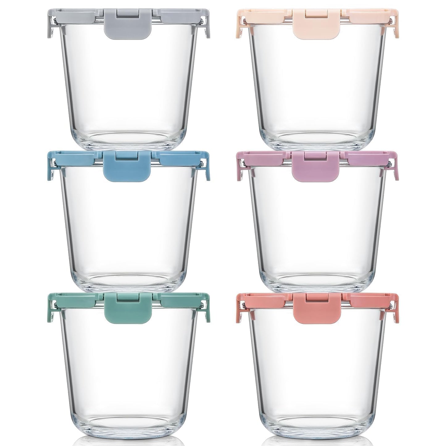 [UPGRADED LID] 6 Sets 3 Cup/24oz Borosilicate Glass Food Soup Containers with Lids, Meal Prep Storage Bowl Jars for Leftover Meal Lunch Oats Fruit Deli Salads - Microwave, Oven, Freezer Safe -BPA Free