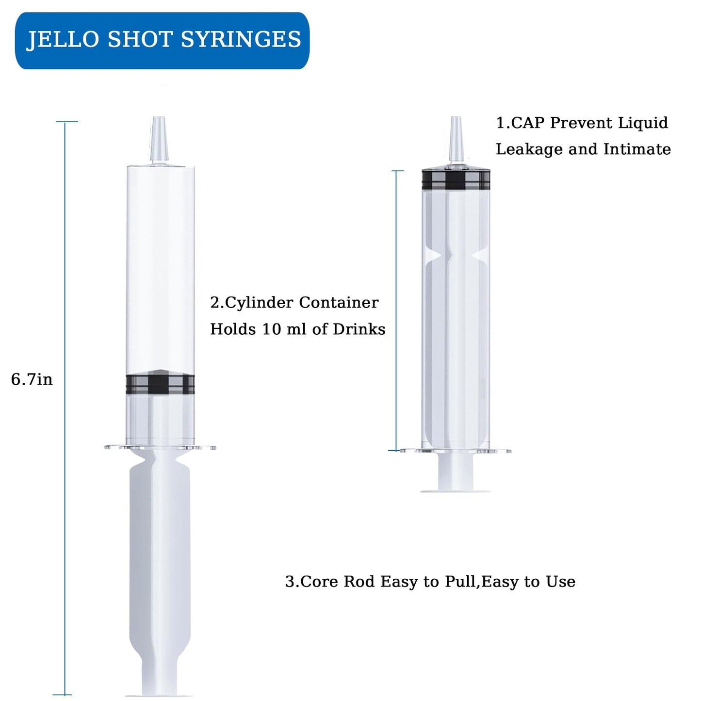 125 Pack Jello Syringes with Caps, 10ml Reusable Plastic Syringes for Party Desserts, Jelly, Pudding, Juice - BPA-Free Halloween Thanksgiving Christmas Birthday Supplies