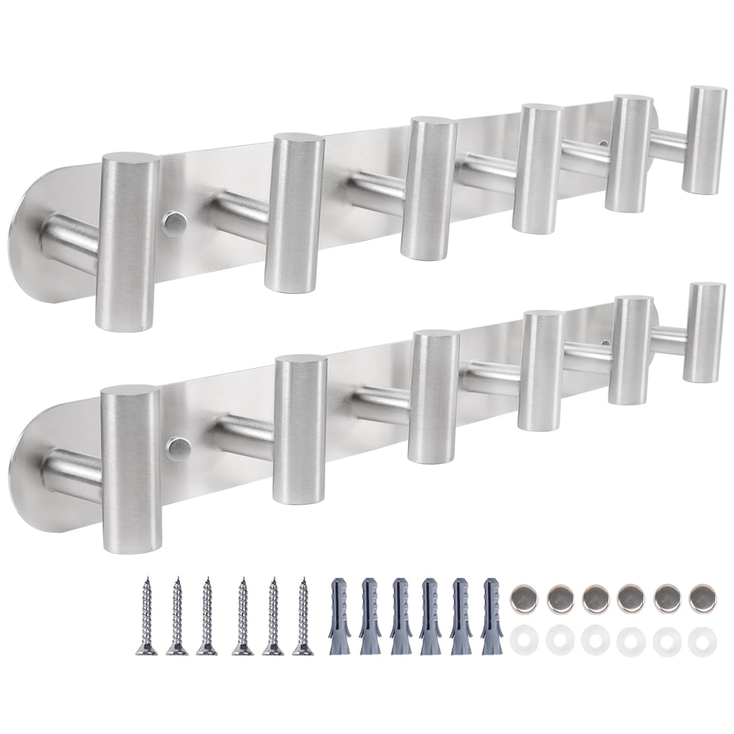 Vanloory Coat Hook Rack, Wall Mounted Coat Rack with 12 Hooks, Heavy Duty Towel Hook Rack Wall Hooks for Hanging Coat, Stainless Steel Coat Hanger for Bathroom Entryway Mudroom(Brushed Nickel)