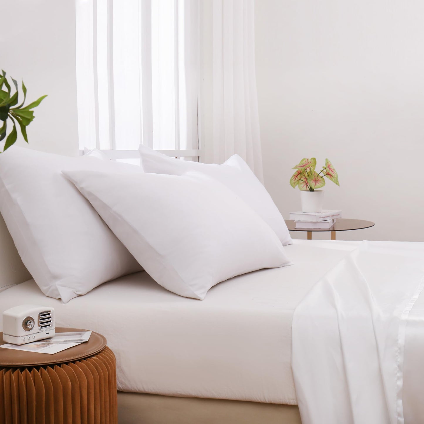 White Pillowcases Standard Size 48 Pack - Bulk Pillow Cases with Envelope Closure, Soft Brushed Microfiber Pillow Covers Hospital Hotel Airb&bs Essentials for Hosts, 20x26