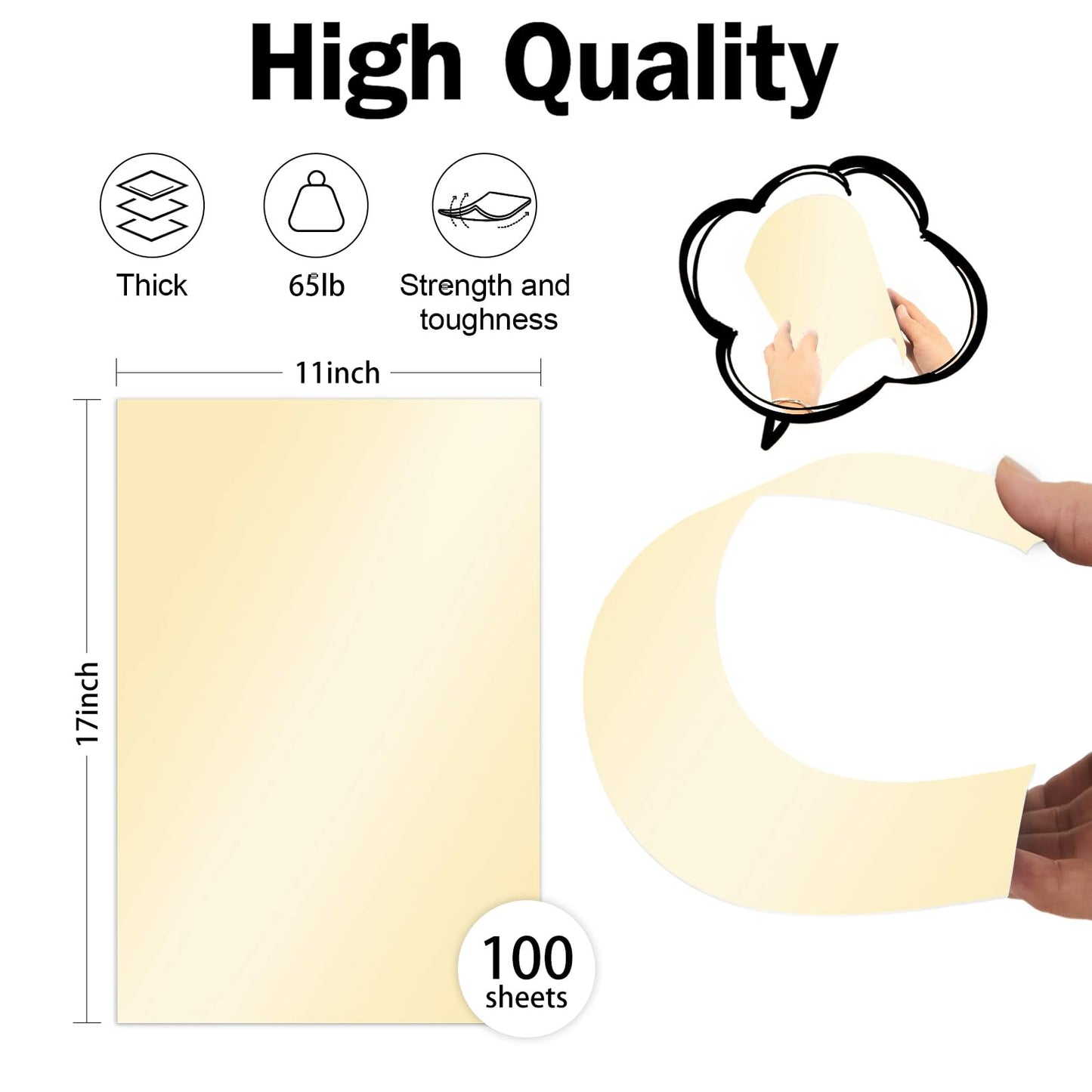 11x17 Cream Shimmer Cardstock, Goefun Ivory Pearlescent Ledger Paper 65lb, Thick Cardstock 100 Sheets for Drawings, Posters, Brochures, Flyers, Menu, Covers