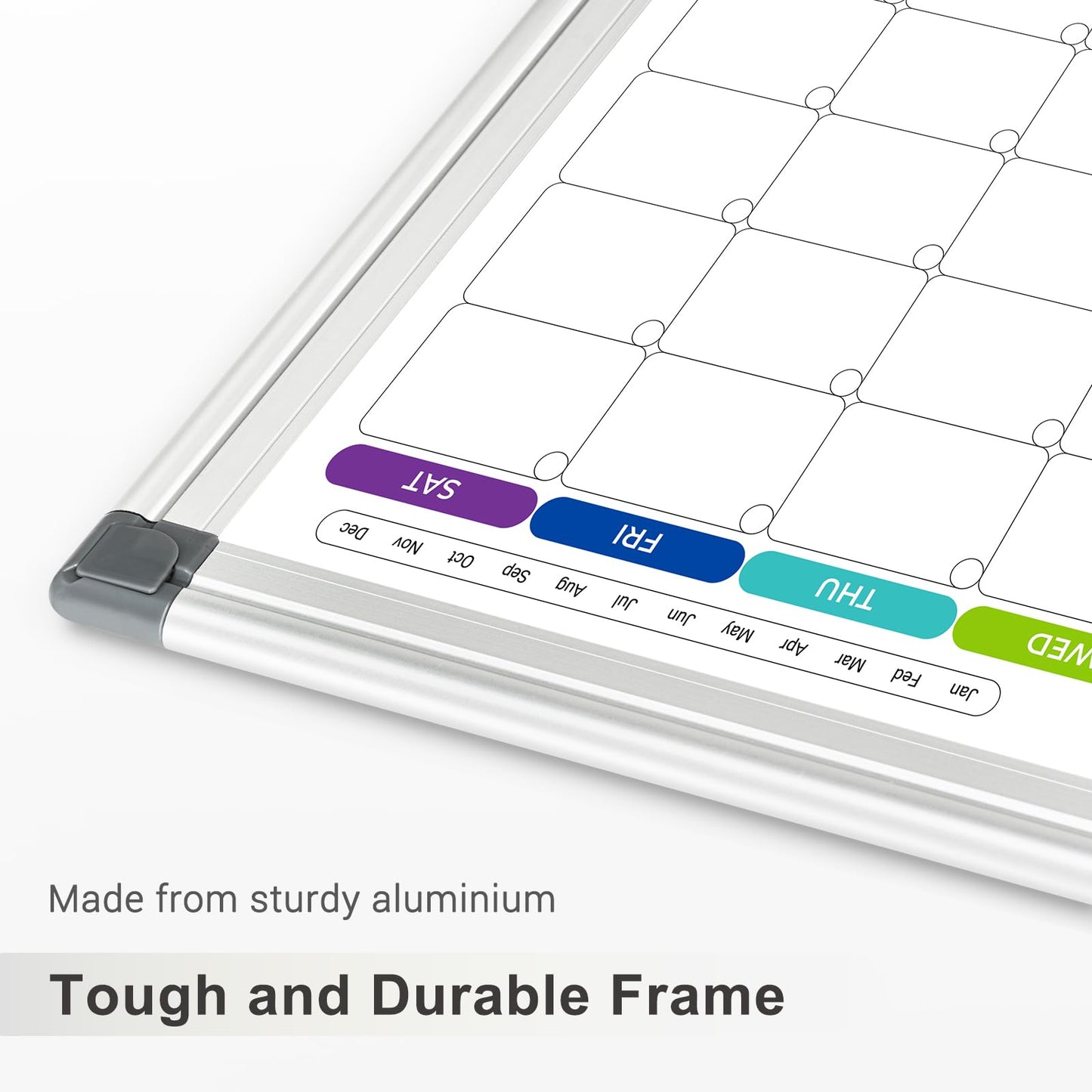 AMUSIGHT Dry Erase Board Calendar for Wall, 24" x 18" Magnetic Whiteboard Calendar, Colorful Monthly Calendar Whiteboard, Double-Sided Hanging Aluminum Frame White Board for Home, School, Office