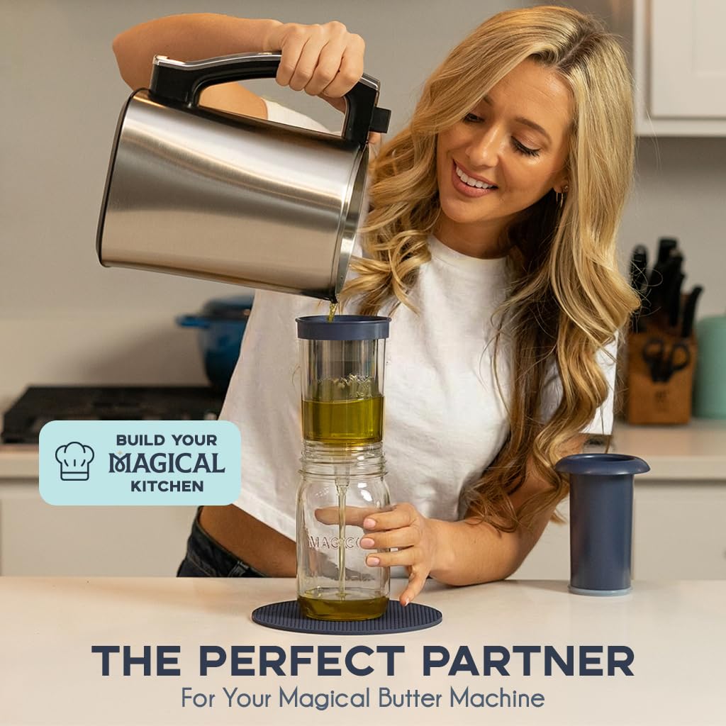 Magical Butter Filter Press – BPA-Free Reusable Straining System with Plunger & Cleaning Brush – Mess-Free Infused Oil & Butter Strainer
