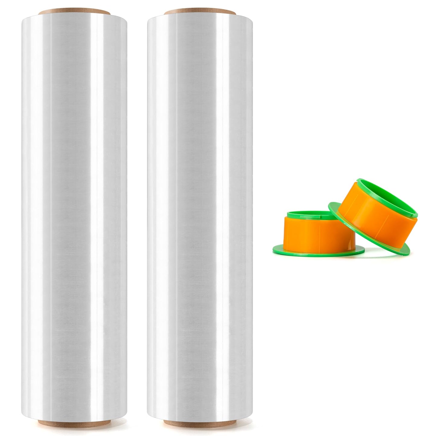 Ealyder Tape 2 Rolls Clear Stretch Wrap 18" x 1000 FT x 80 Gauge, Industrial Heavy Duty Stretch Wrap Shrink Film, Durable Self-Adhering for Packing, Moving, Pallet, Included Wrap Holder