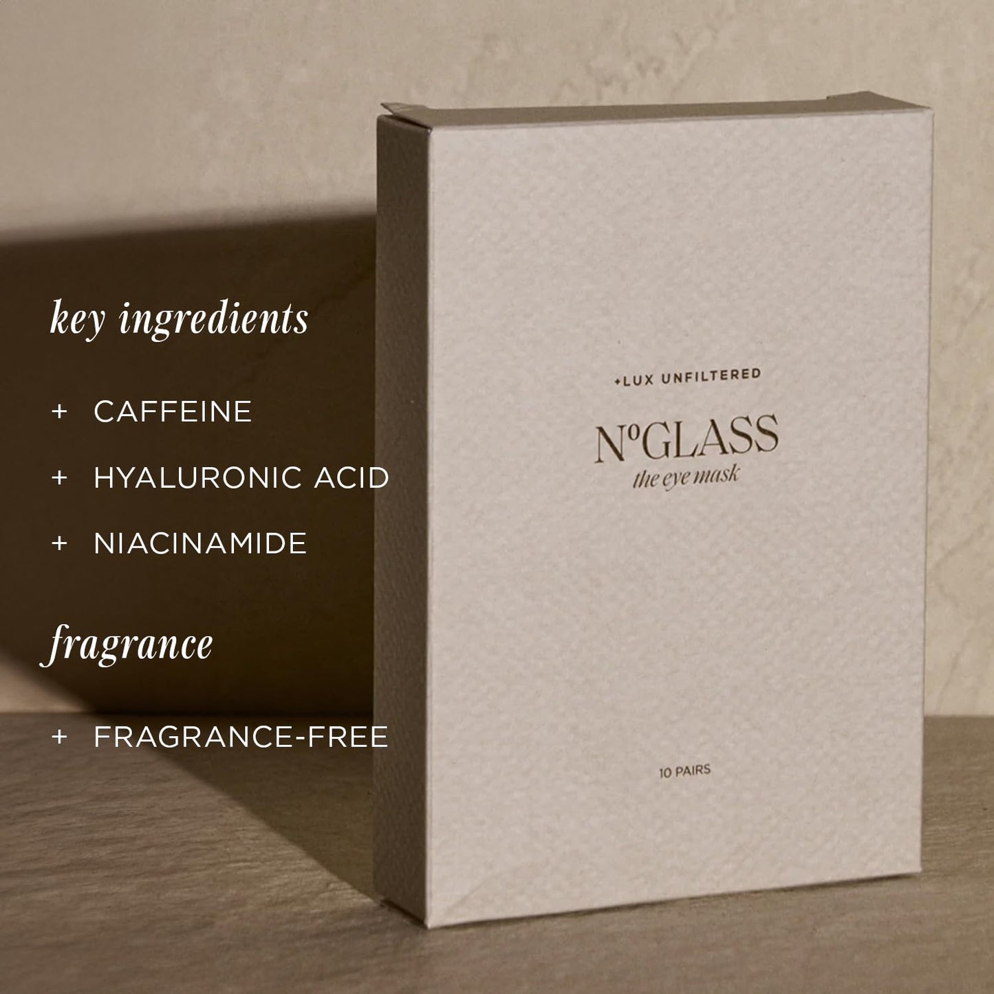 + Lux Unfiltered The Eye Mask, Anti-Slip Caffiene Infused Cooling Under Eye Patches, Reduce Puffy Eyes, Brighten and Hydrate Skin, 10 Count, Made in Korea