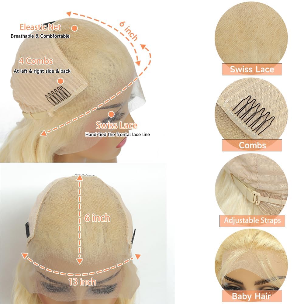 Manyisi 30 Inch 613 13x6 Lace Front Wig Human Hair 200 Density Blonde Body Wave Lace Front Wigs Human Hair Pre Plucked Blonde Wig Human Hair 613 HD Lace Frontal Wigs Human Hair