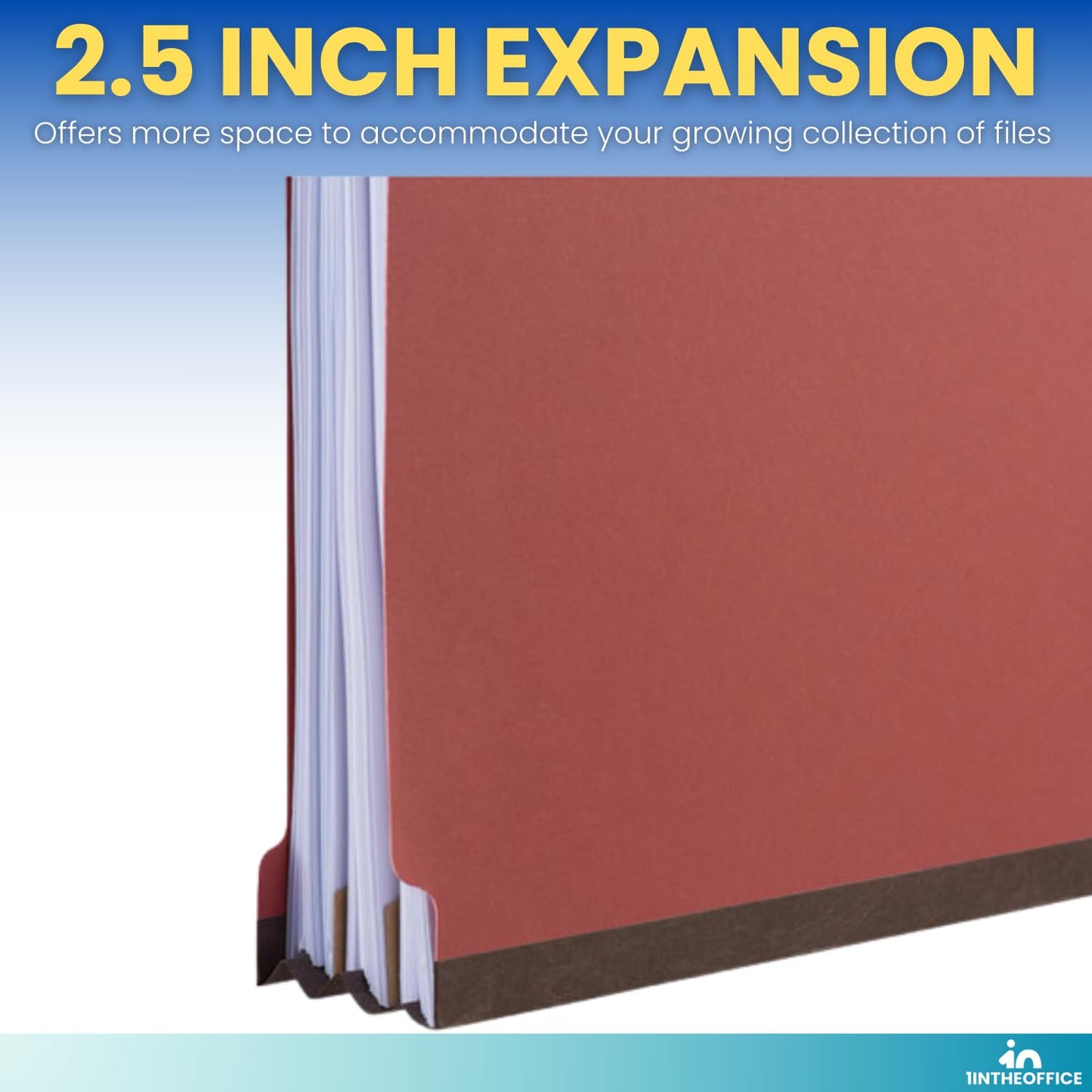 1InTheOffice Classification Folders 2 Dividers Letter Size, Brick Red Pressboard Classification Folders, Letter Size, 2.5 Extension, 20 Pack