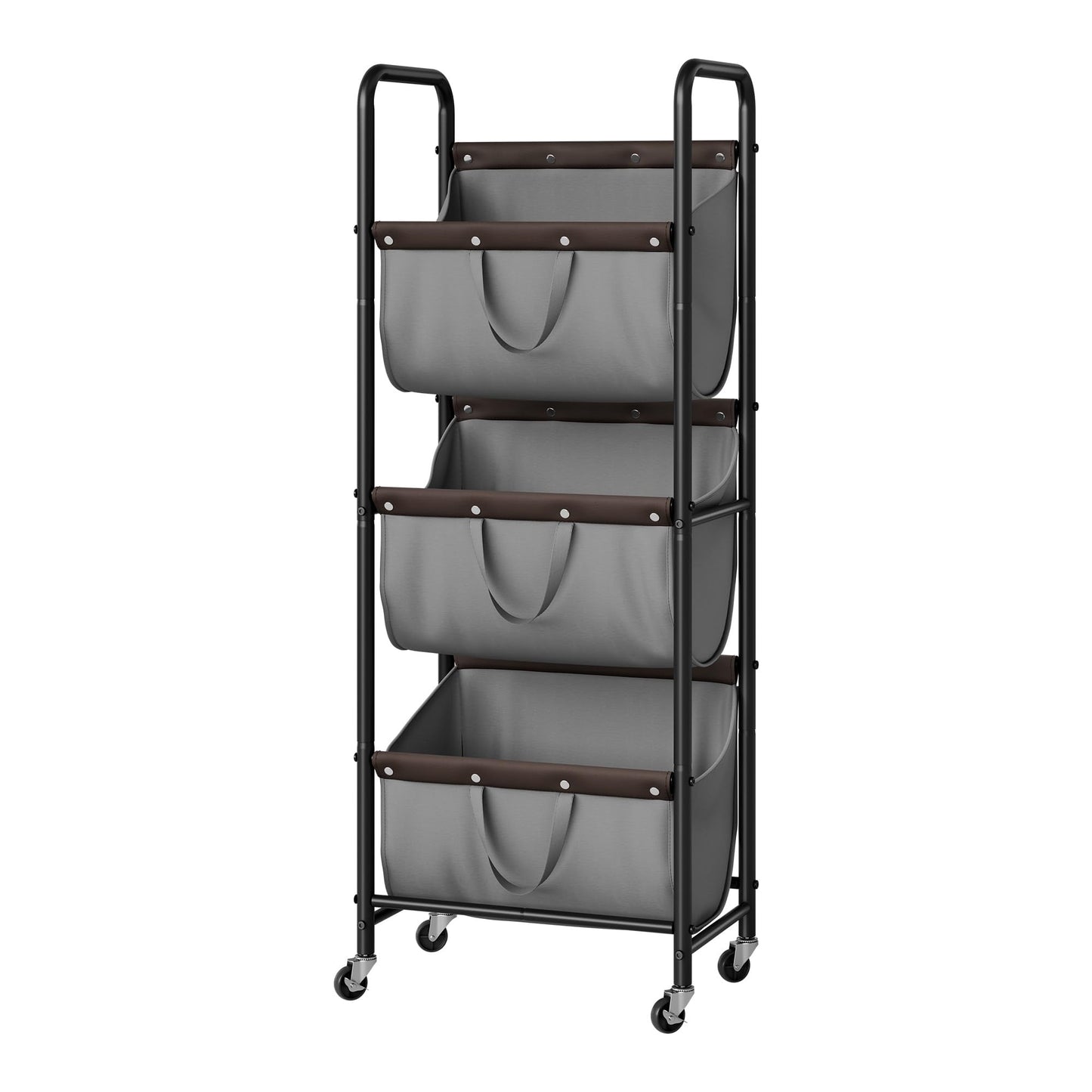GRANNY SAYS 3 Tier Laundry Sorter, Laundry Hamper with Wheels, Laundry Room Organization and Storage, 3 Section Rolling Laundry Cart for Dorm, Bathroom, Bedroom, Closet, Grey