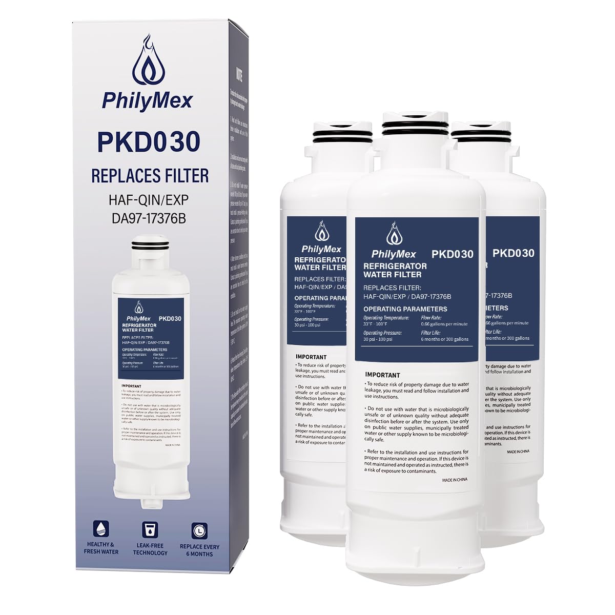 PhilyMex Water filter for sam-sung RF28T5001SR(/AA),RS27T5200SR(/AA),RF27T5201SR(/AA),RF24R7201SR(/AA),RF28R7351SG(/AA),RF28R7201SR(/AA),RF28T5021SR(/AA),Replacement 3PK
