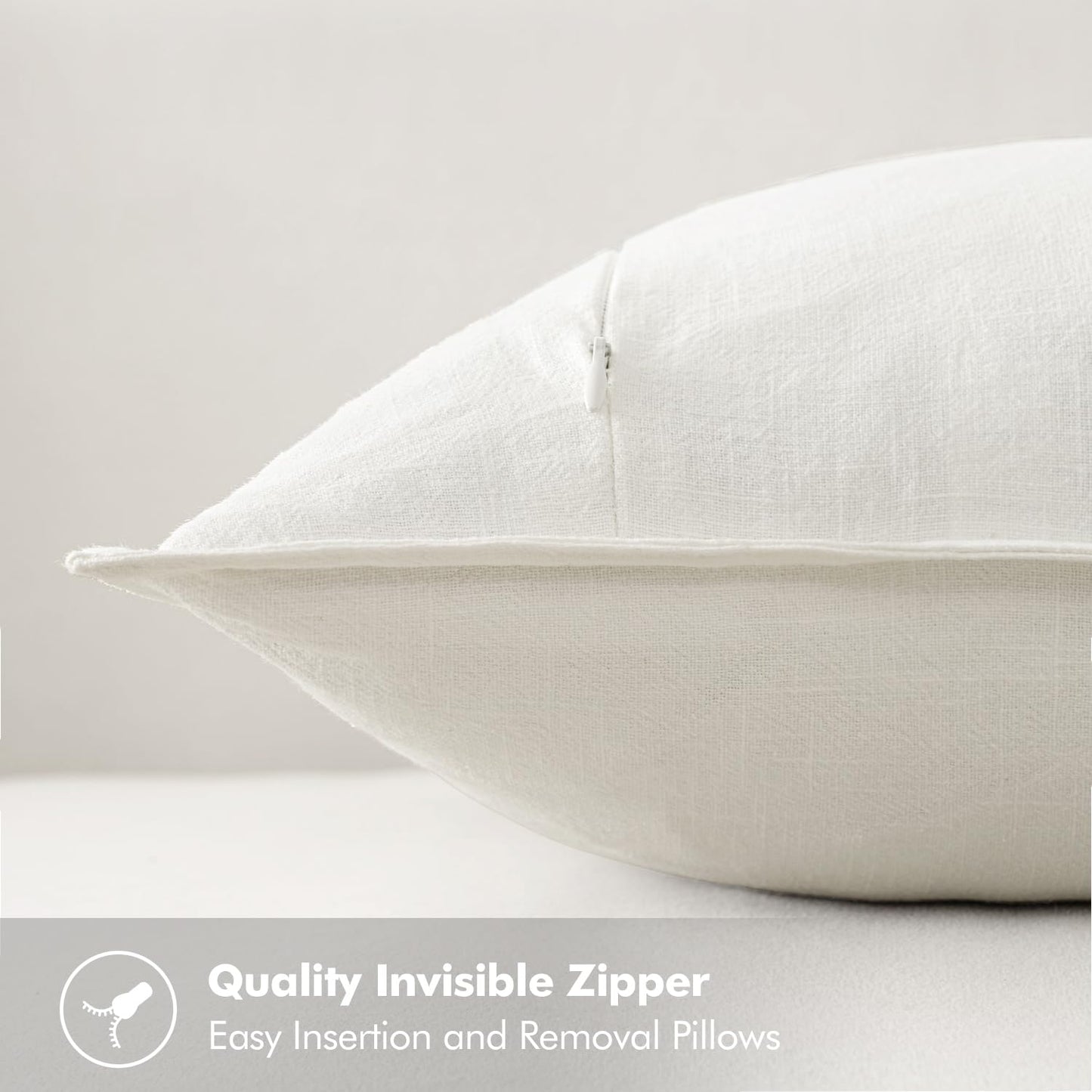 MIULEE Decorative Linen Euro Sham Pillow Covers 26x26 Cream White Boho Farmhouse Neutral Couch Throw Pillows for Bed Pack of 2 Accent Modern Pillowcase Sofa Livingroom Home Decor
