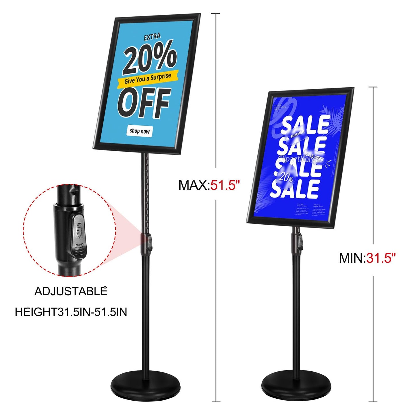 IN WHICH BAY Poster Stand Holder Floor Sign Stands Advertising Display Stand-Oriented Signage Mall Shopping Guide Billboard Wedding Signs Meeting Poster Signs (Black, 11x17inches)