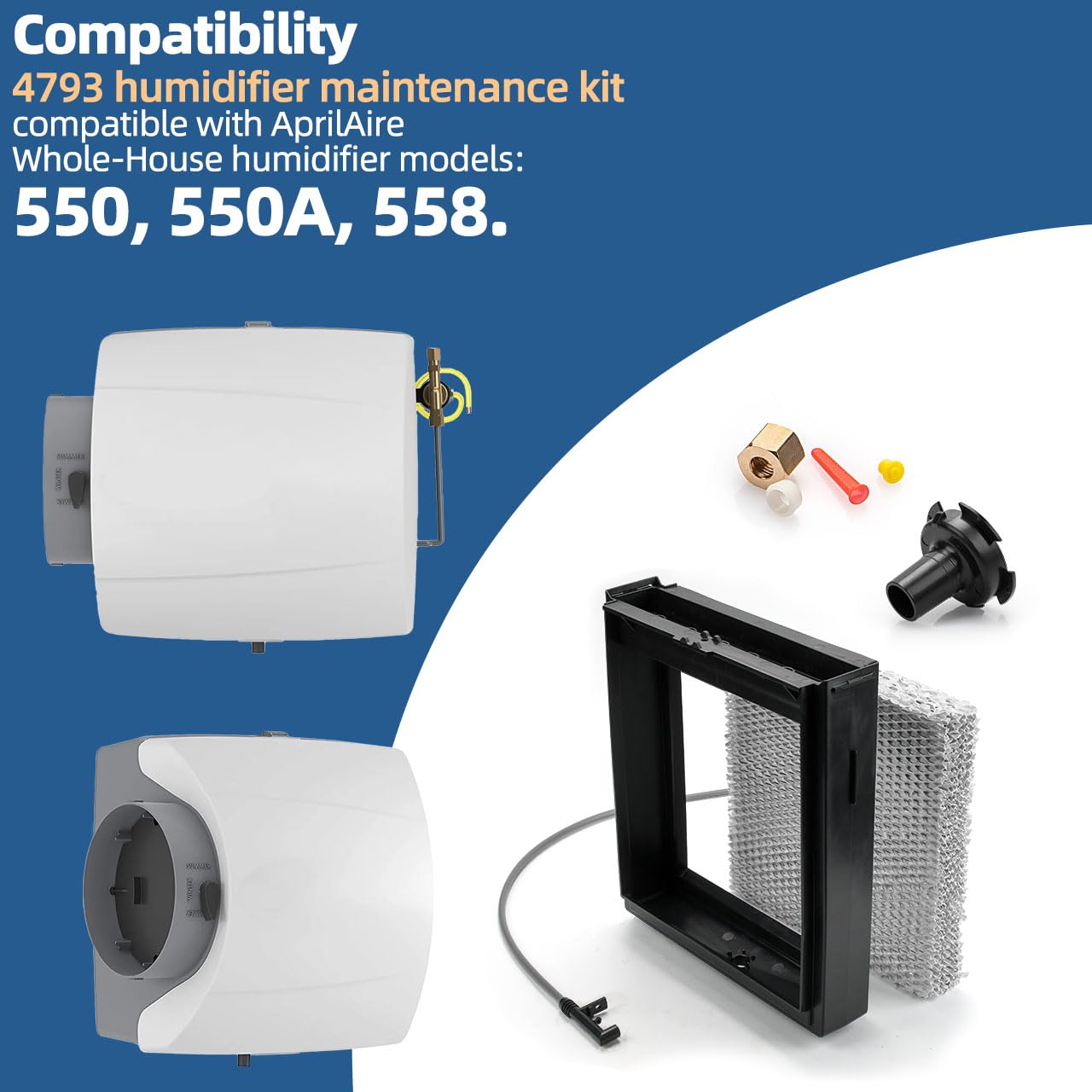 Sconva 4793 Humidifier Maintenance Kit with Model No. 10 Water Panel Humidifier Filter Pad Compatible with AprilAire Whole-House Humidifier 550, 550A, 558 Humidifier Parts & Accessories