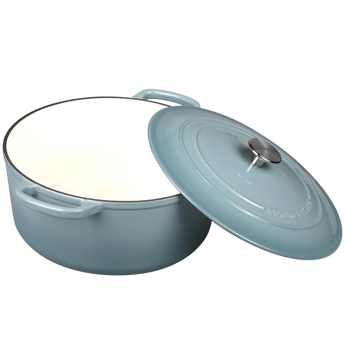 EDGING CASTING Enameled Dutch Ovens Cast Iron Dutch Oven Pot with Lid for Bread Baking, Cook, Dual Handle, 7 Quart, Seasalt