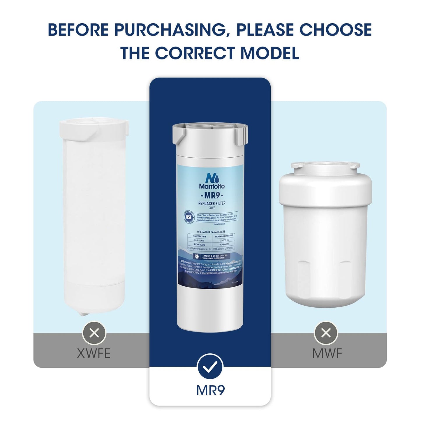 MARRIOTTO XWF Water Filter Replacement for GE XWF Refrigerator Water Filter, 4 Pack