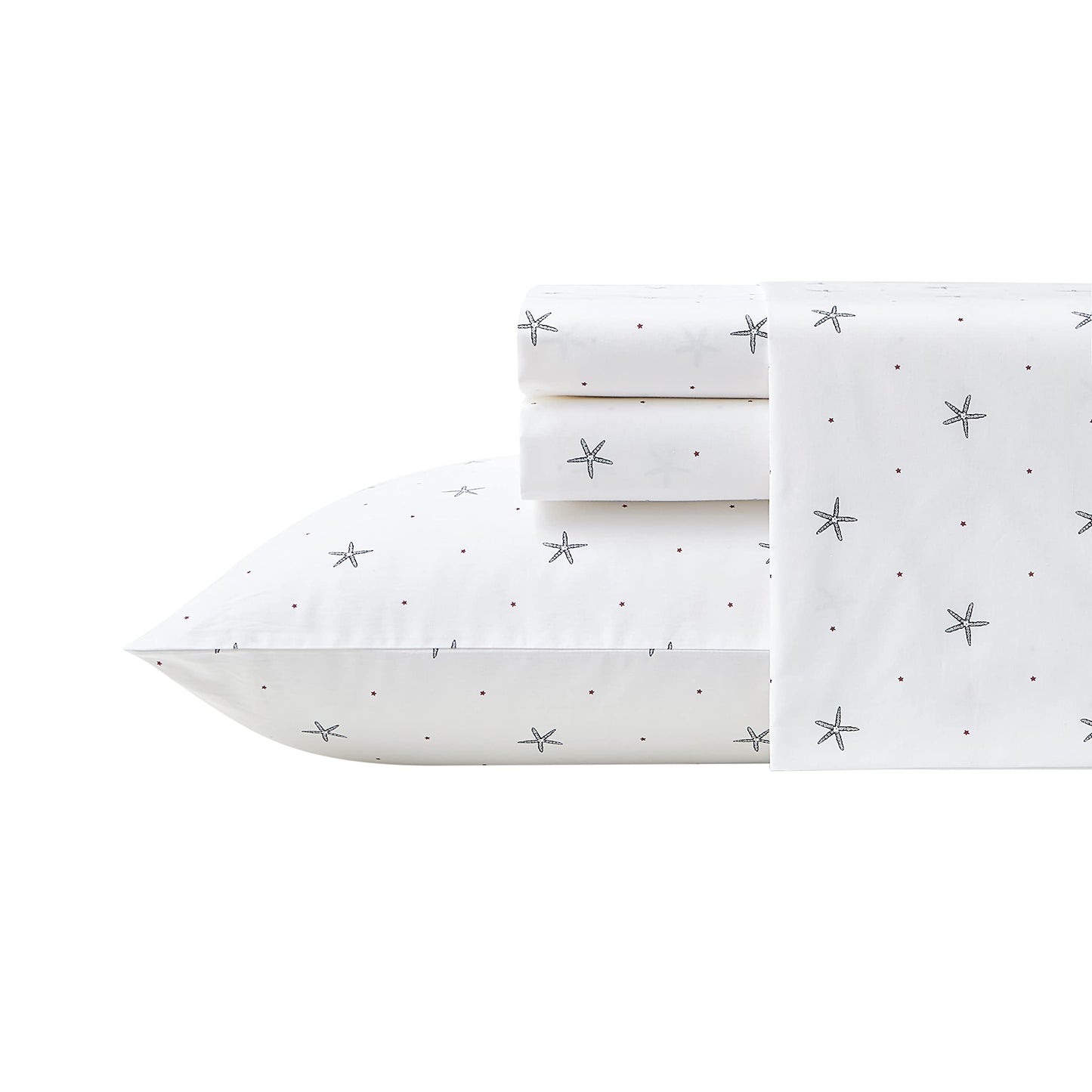 Nautica – Full Size Sheet Set, Crisp Cotton Percale Bedding with Matching Pillowcases, Lightweight & Breathable Bed Sheets, Deep Pocket, College Dorm Room Essentials (Star Spangled Blue)